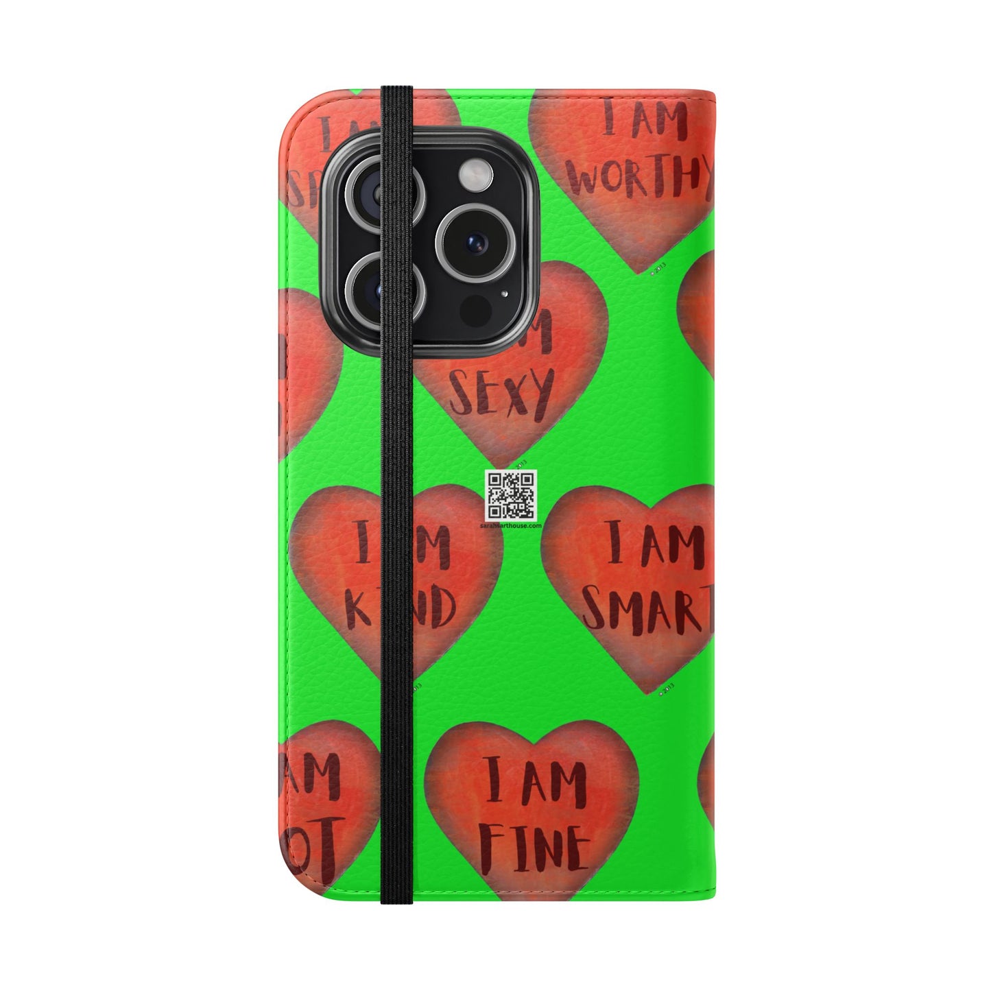 Phone Flip Cases - Wallet Phone case - Green flip phone case - Heart Phone case - Love Gift - iphone wallet - Samsung Wallet