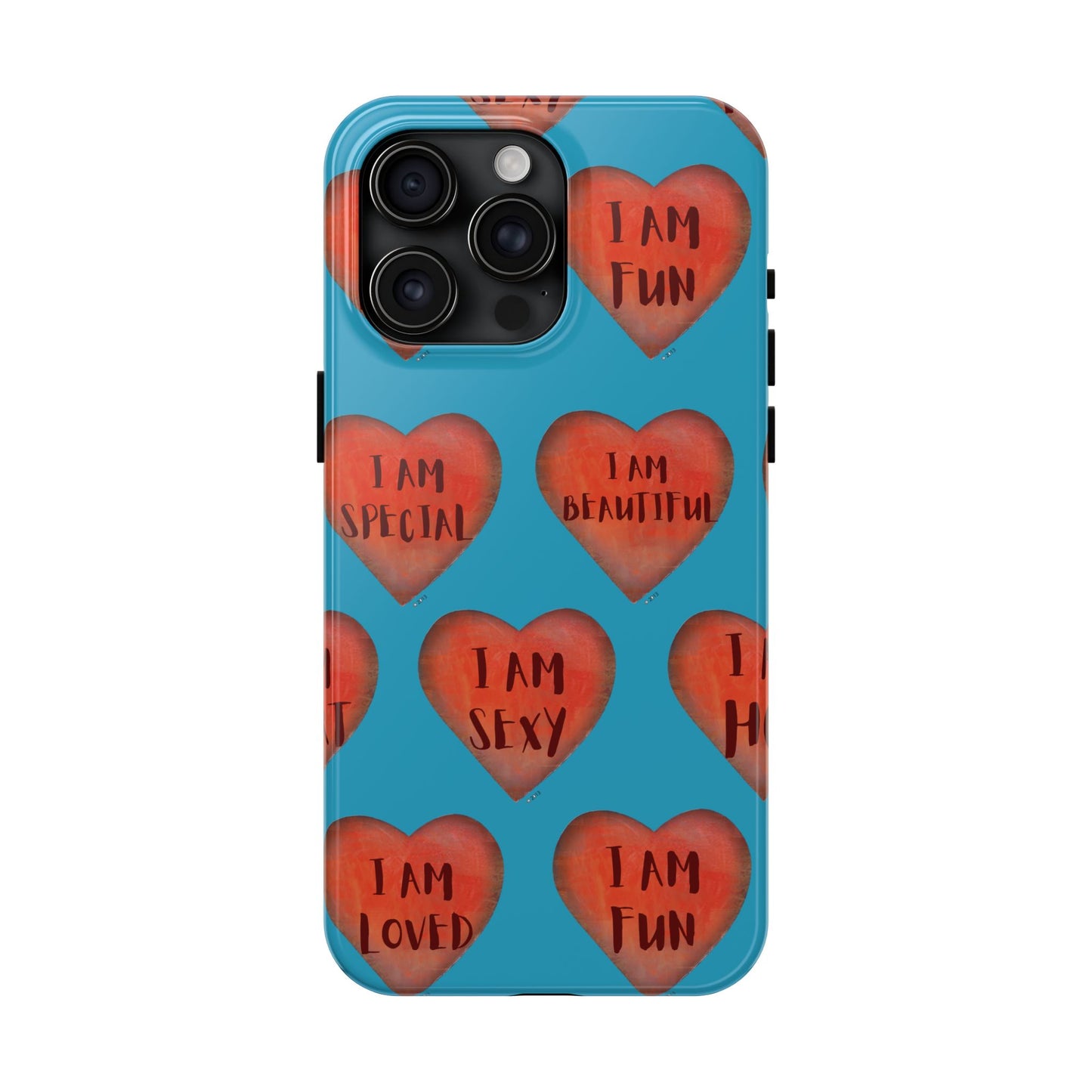 Tough Phone Cases - Original art phone case - Turquoise phone case - Motivational Heart