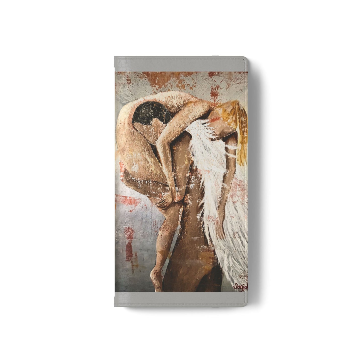 Phone Case - Angel Rescuing Girl - Hand Painted Original Art - flip phone case - Wallet phone case