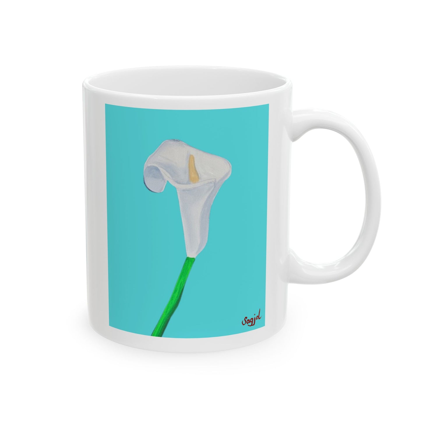 Colorful Ceramic Coffee Mug - Blue Lilly