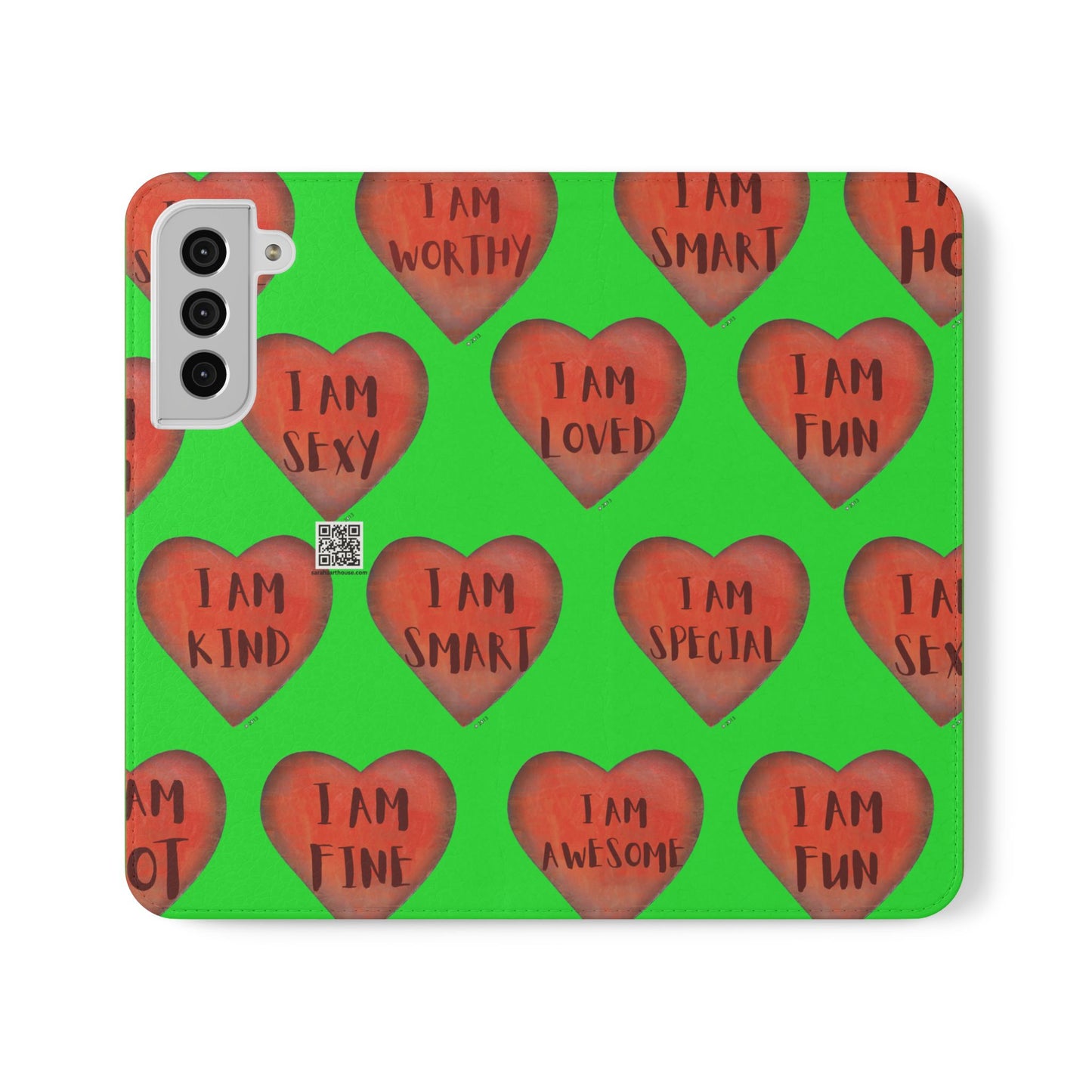 Phone Flip Cases - Wallet Phone case - Green flip phone case - Heart Phone case - Love Gift - iphone wallet - Samsung Wallet