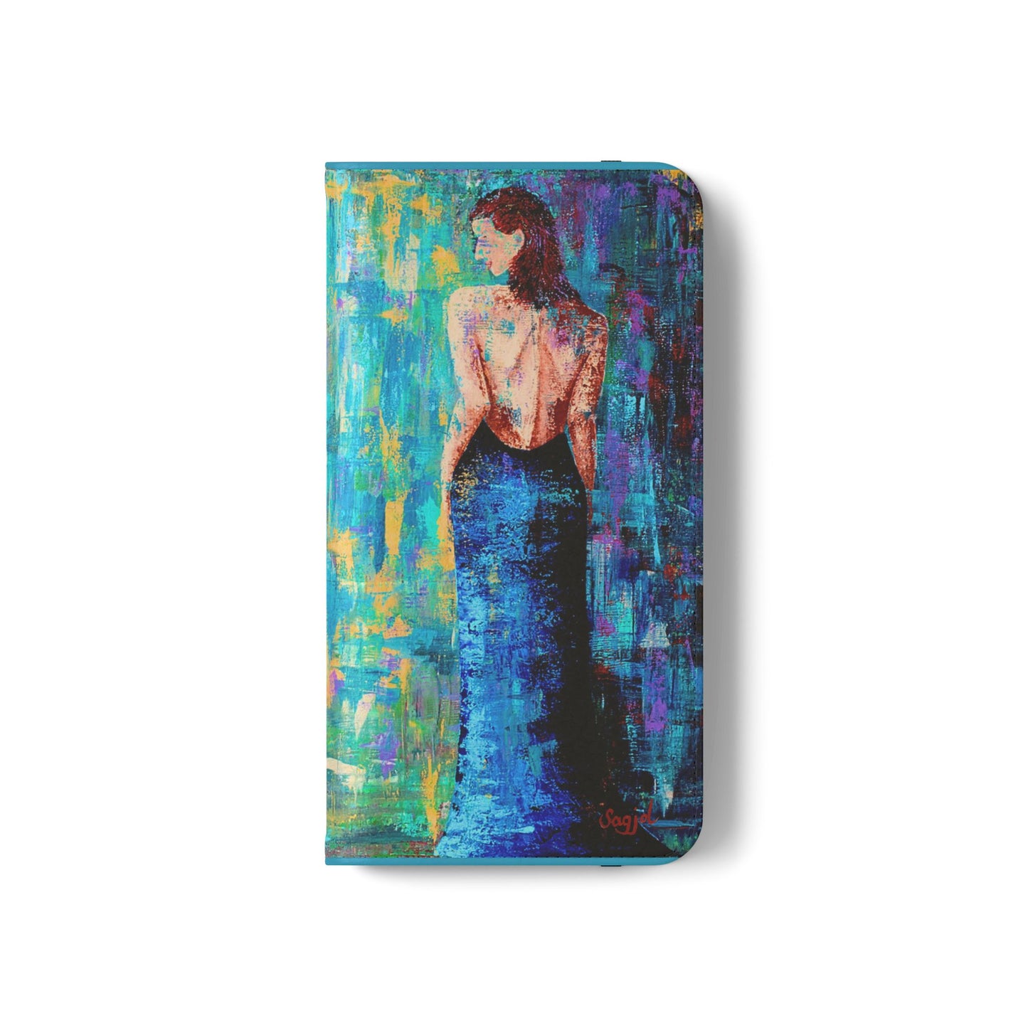 Phone Case - Flip style phone case - Wallet phone Case - Original Art phone case - Lady in Blue Art