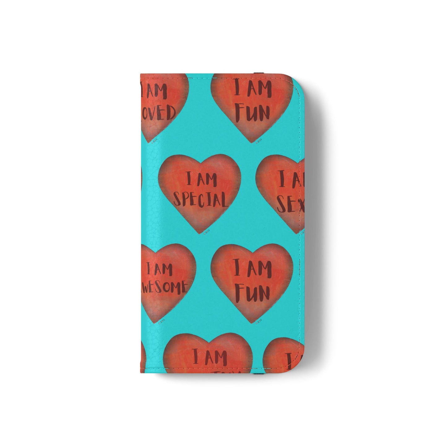 Phone Flip Cases - Wallet Phone case - Turquoise flip phone case - Heart Phone case - Love Gift - iphone wallet - Samsung Wallet