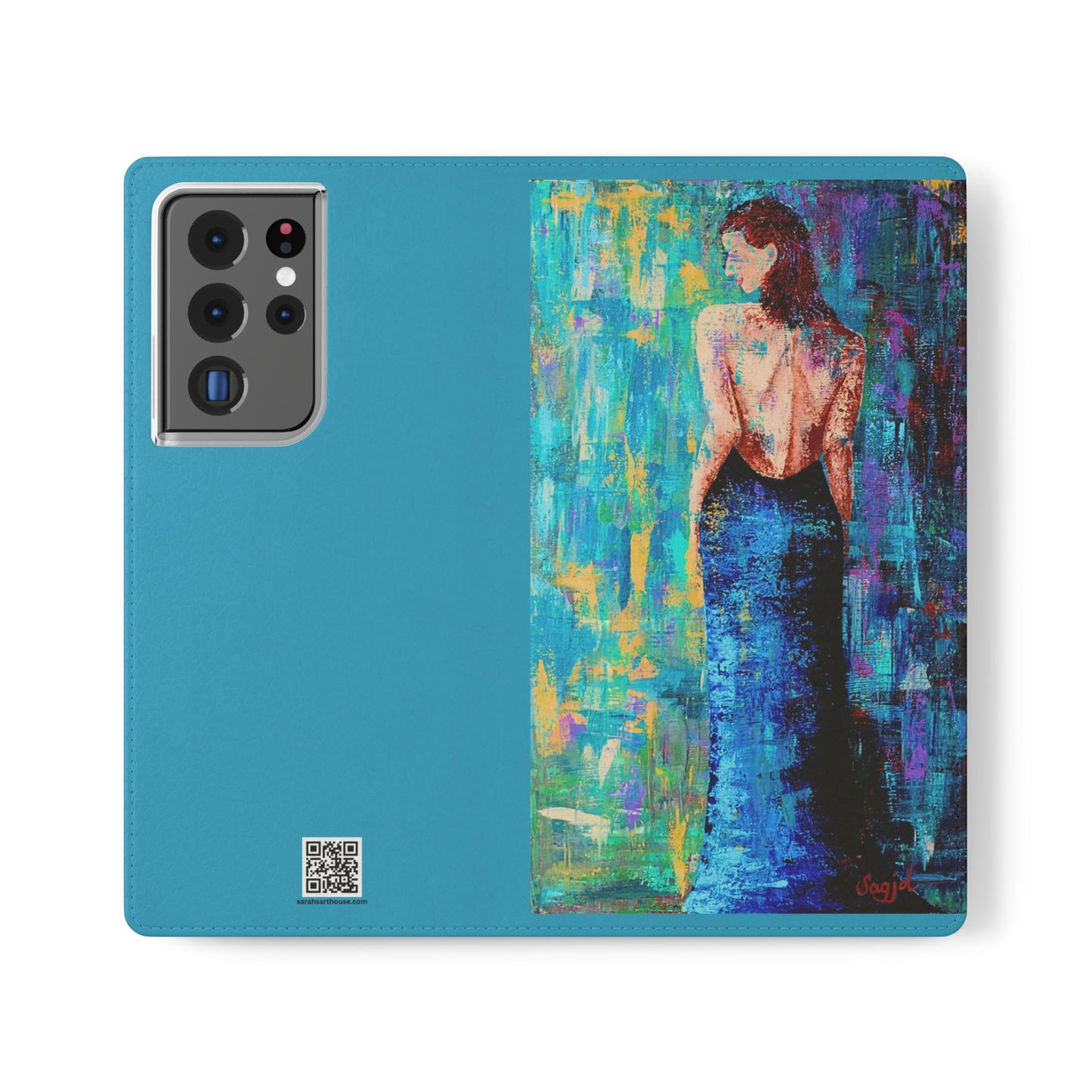 Phone Case - Flip style phone case - Wallet phone Case - Original Art phone case - Lady in Blue Art