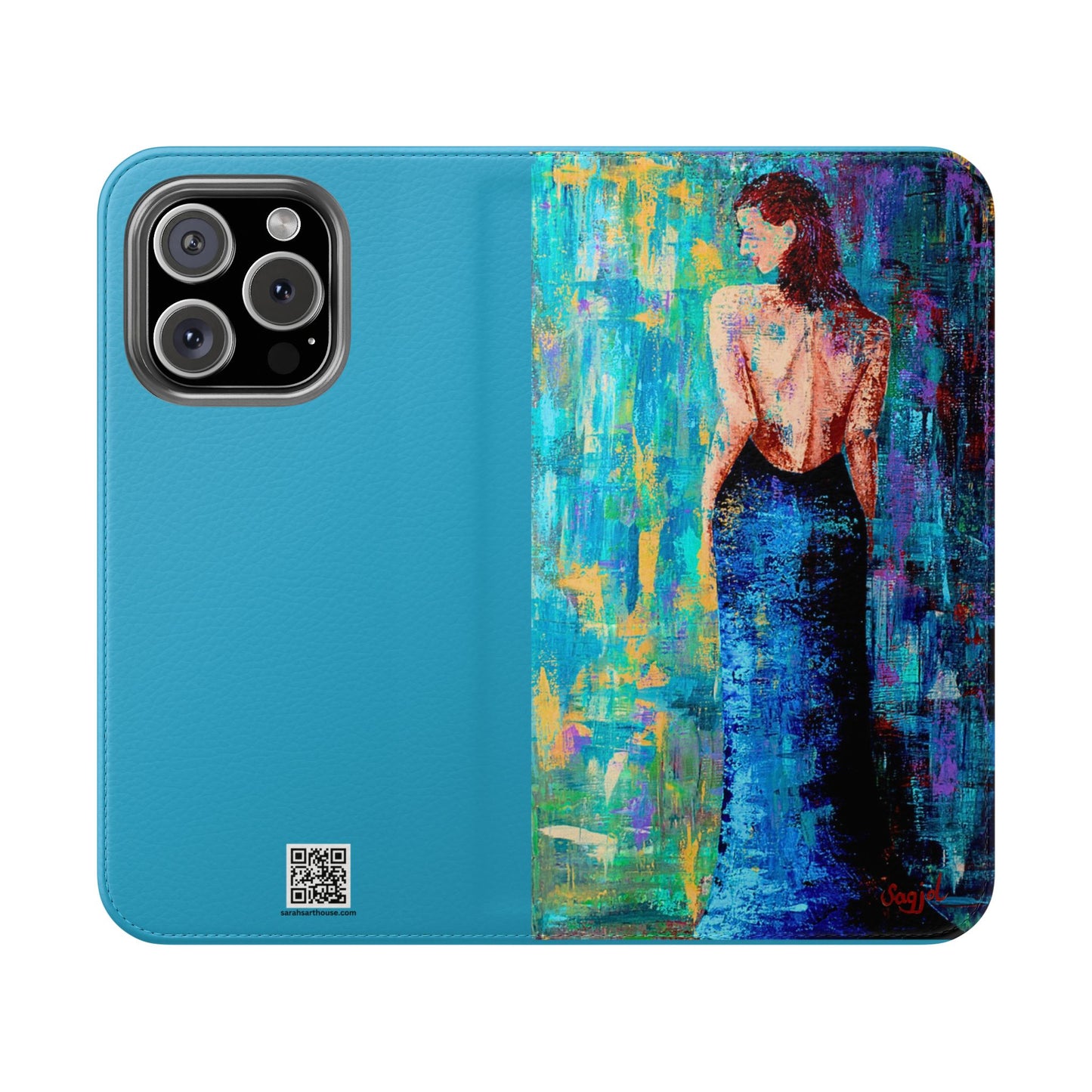 Phone Case - Flip style phone case - Wallet phone Case - Original Art phone case - Lady in Blue Art