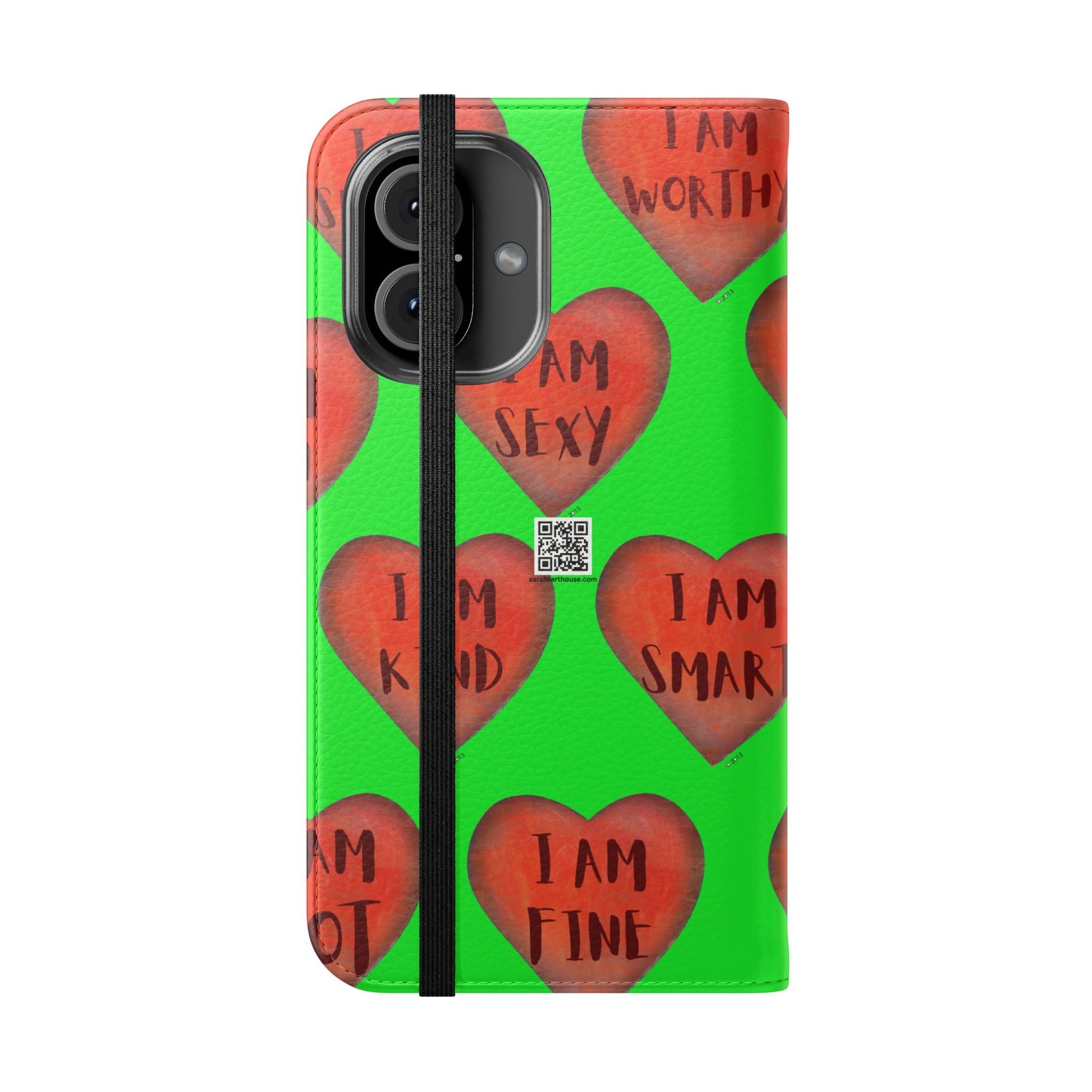 Phone Flip Cases - Wallet Phone case - Green flip phone case - Heart Phone case - Love Gift - iphone wallet - Samsung Wallet