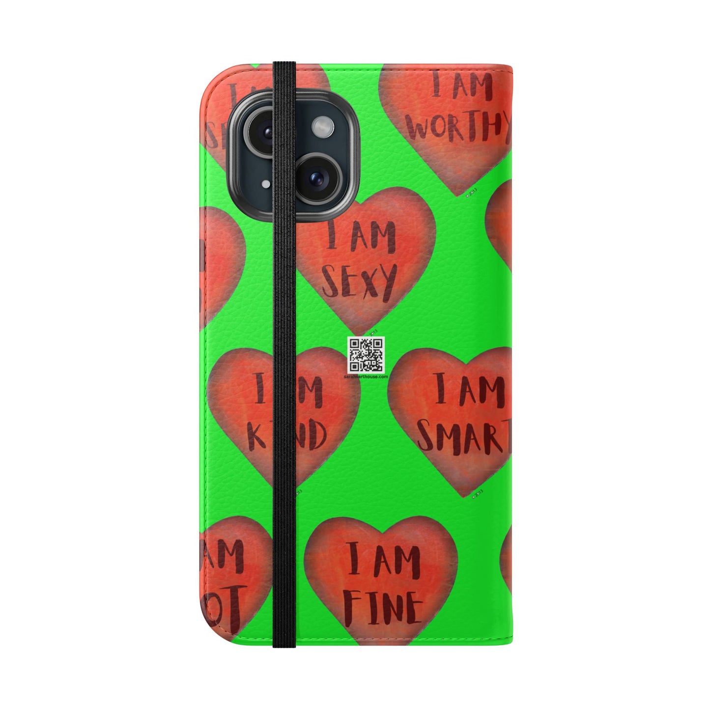 Phone Flip Cases - Wallet Phone case - Green flip phone case - Heart Phone case - Love Gift - iphone wallet - Samsung Wallet