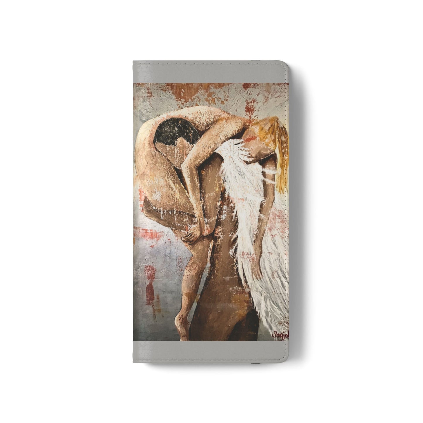 Phone Case - Angel Rescuing Girl - Hand Painted Original Art - flip phone case - Wallet phone case