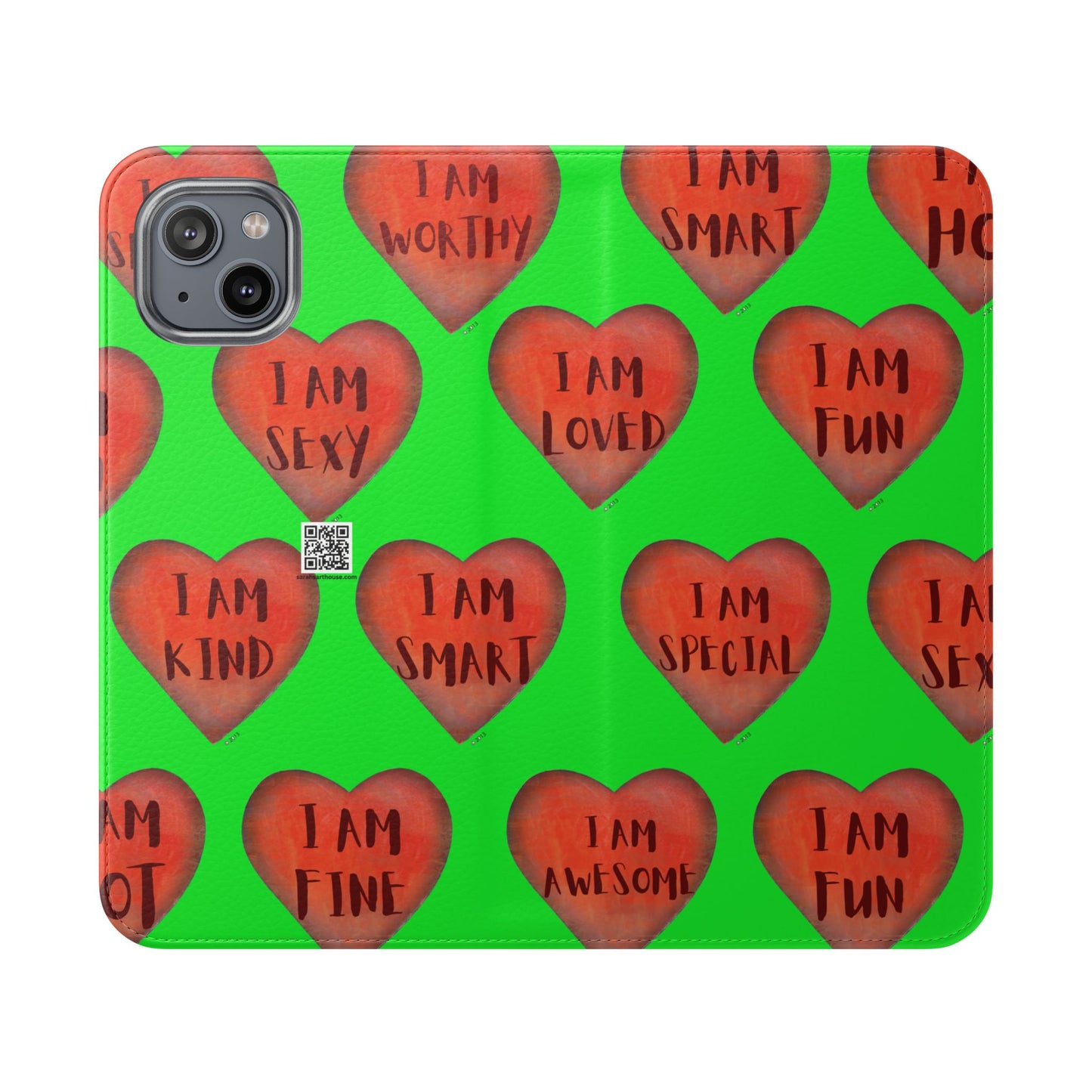 Phone Flip Cases - Wallet Phone case - Green flip phone case - Heart Phone case - Love Gift - iphone wallet - Samsung Wallet
