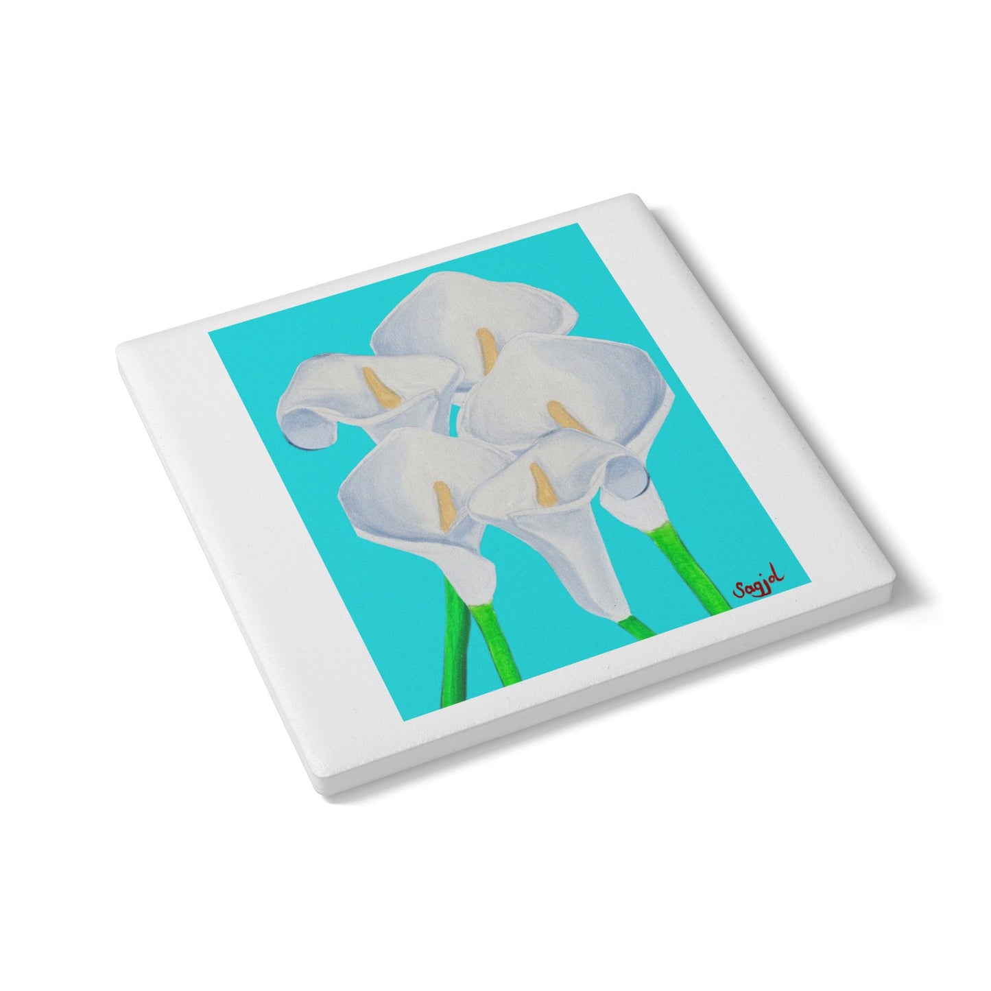 Blue Lilly's Ceramic Coaster - Floral Home Decor