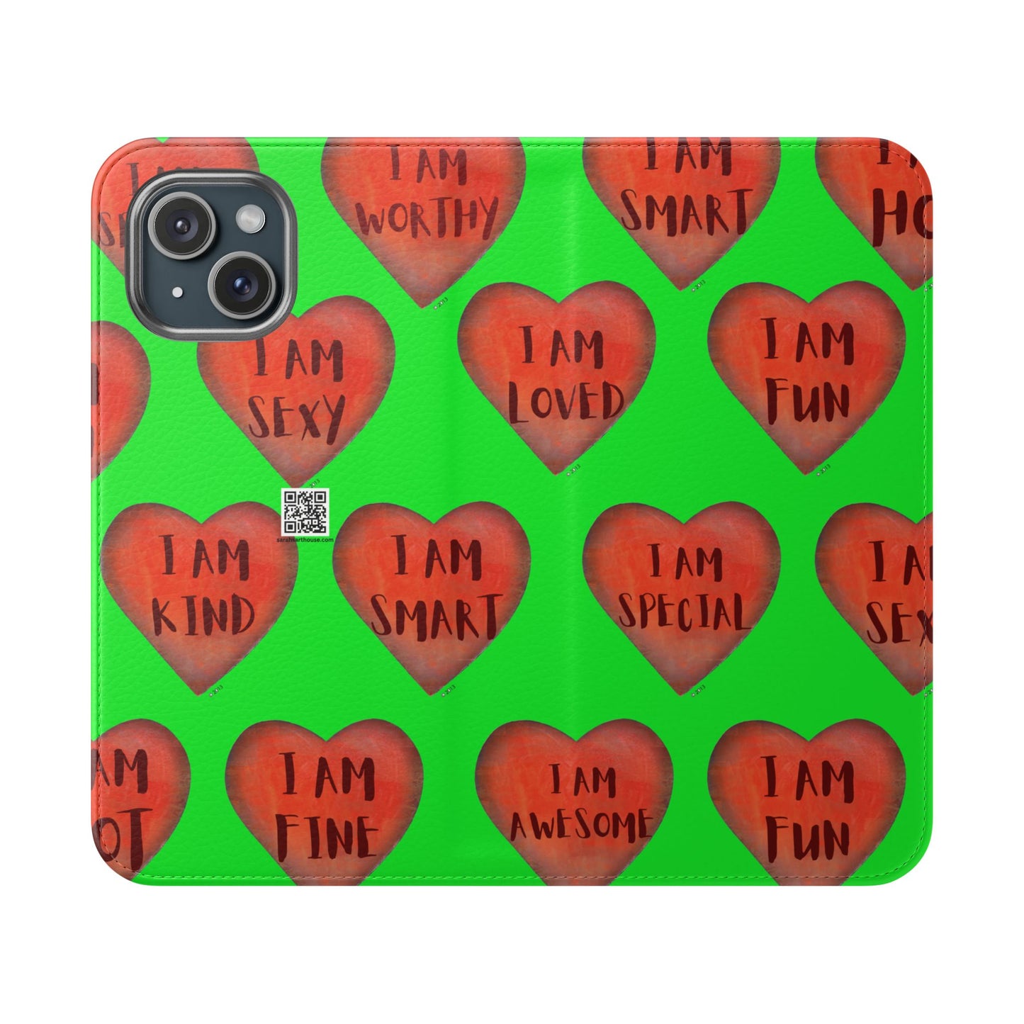Phone Flip Cases - Wallet Phone case - Green flip phone case - Heart Phone case - Love Gift - iphone wallet - Samsung Wallet