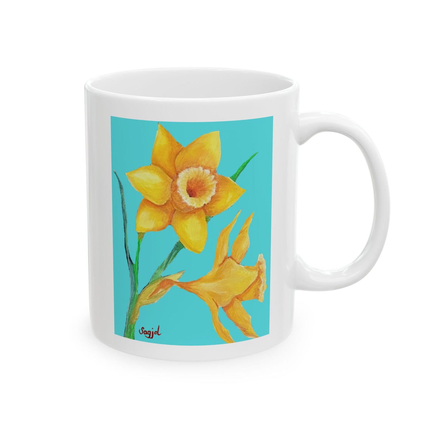 Colorful Ceramic Coffee Mug - Blue Daffodil
