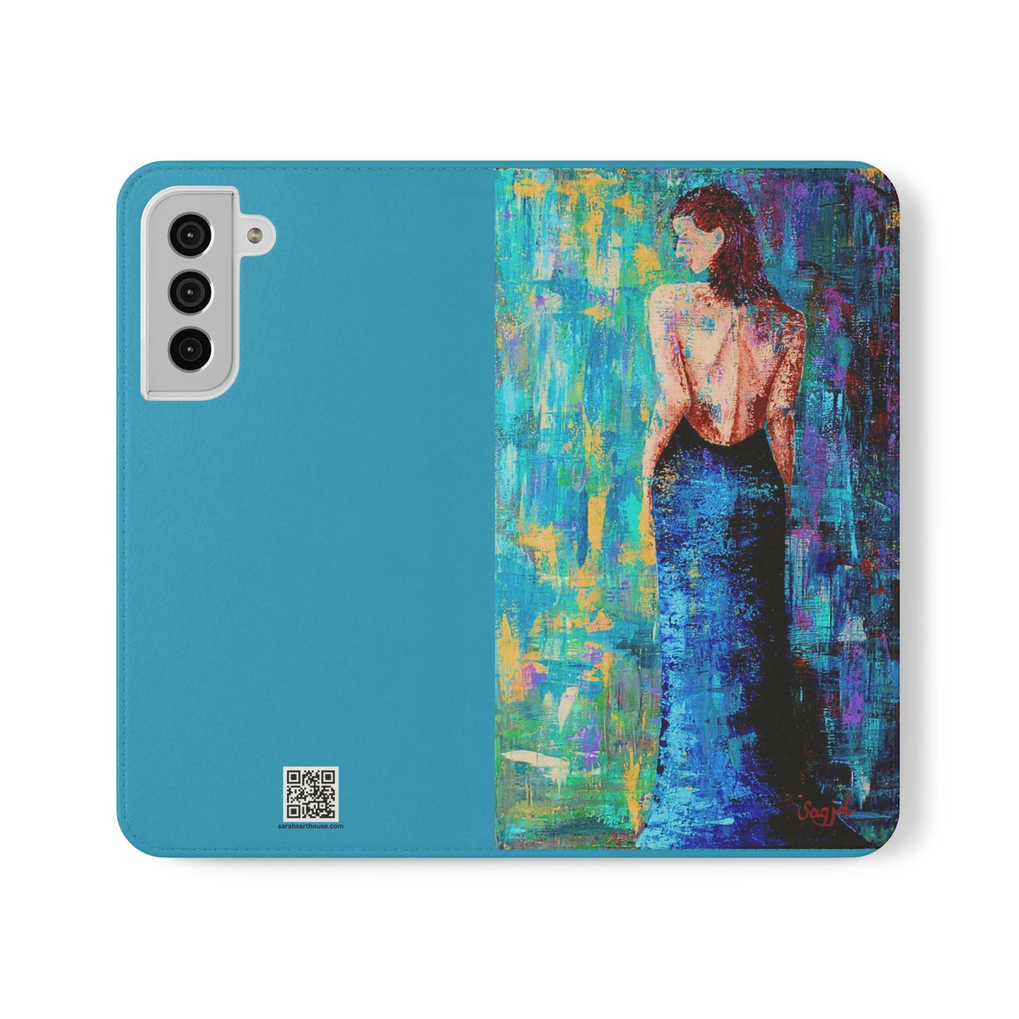 Phone Case - Flip style phone case - Wallet phone Case - Original Art phone case - Lady in Blue Art