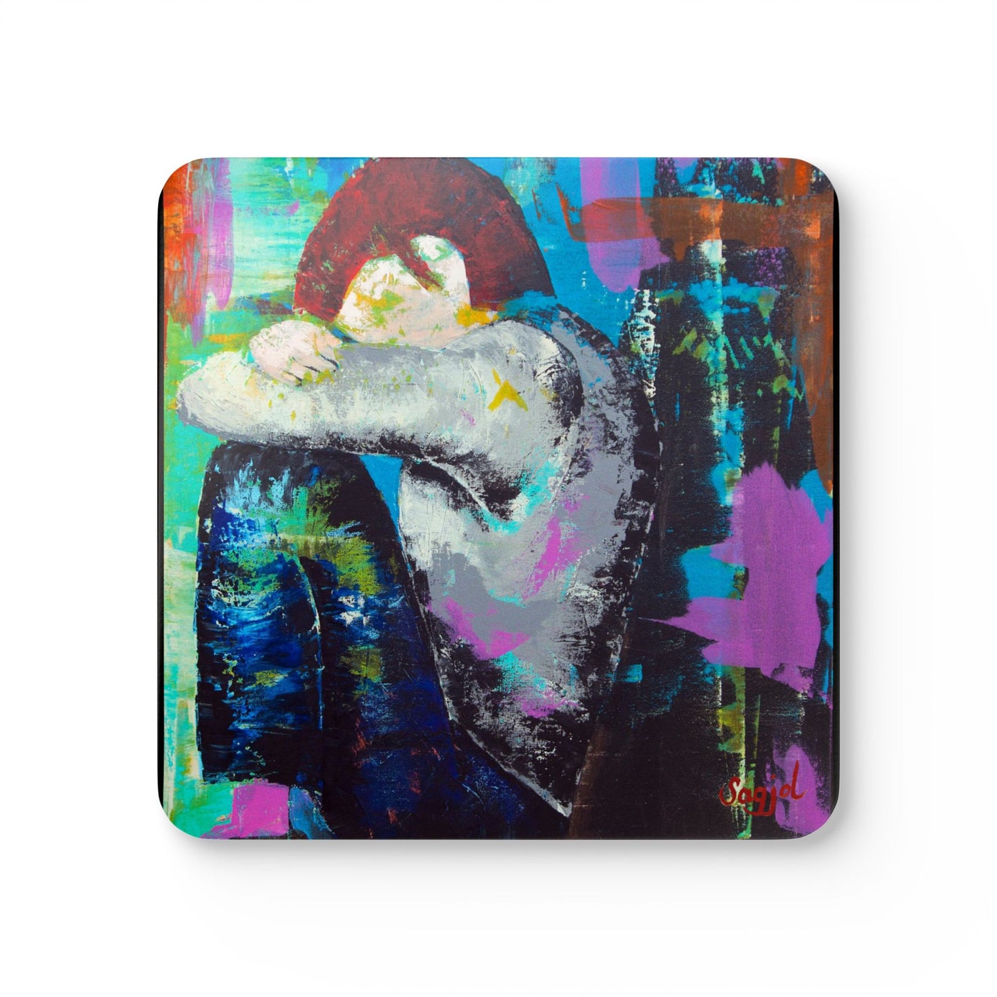 Coaster Set - "Tommy" Original Hand Painted Art - Cork Backed Coasters