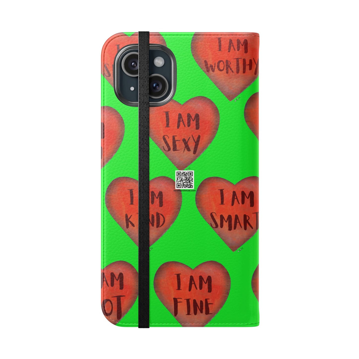 Phone Flip Cases - Wallet Phone case - Green flip phone case - Heart Phone case - Love Gift - iphone wallet - Samsung Wallet