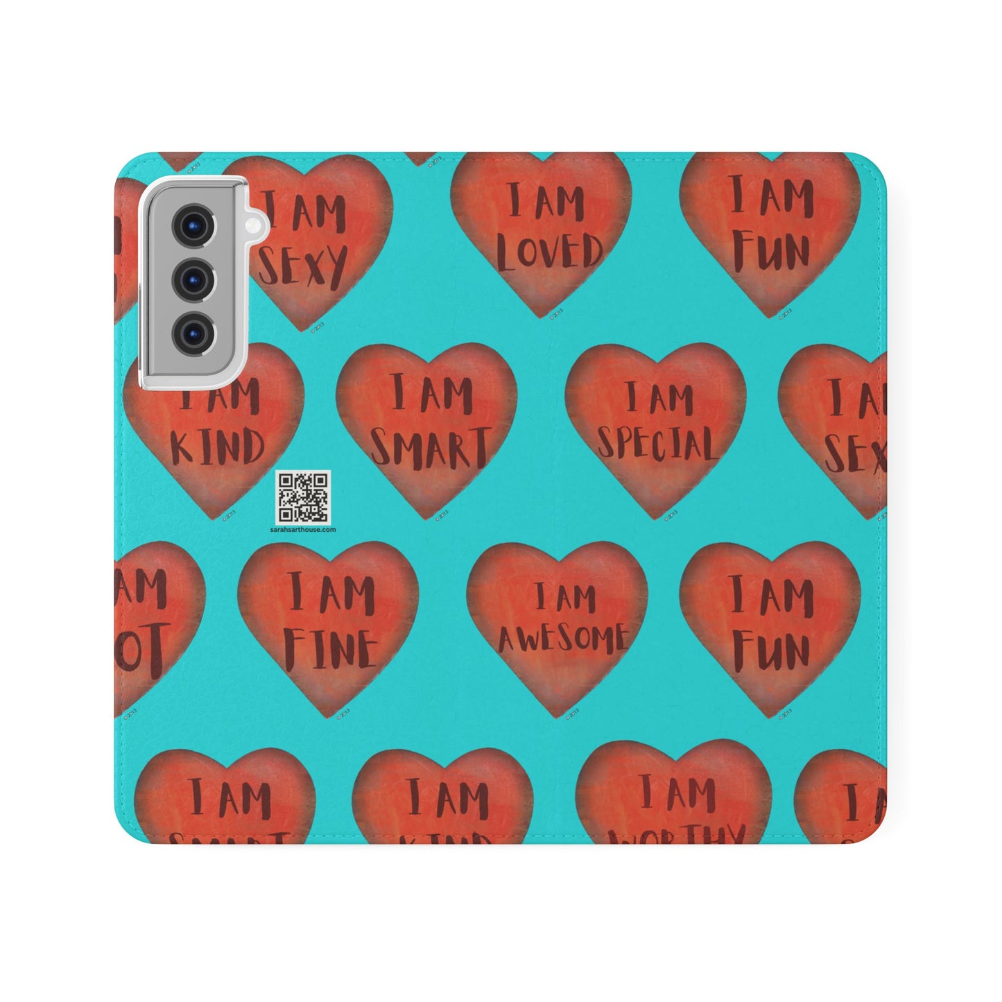 Phone Flip Cases - Wallet Phone case - Turquoise flip phone case - Heart Phone case - Love Gift - iphone wallet - Samsung Wallet