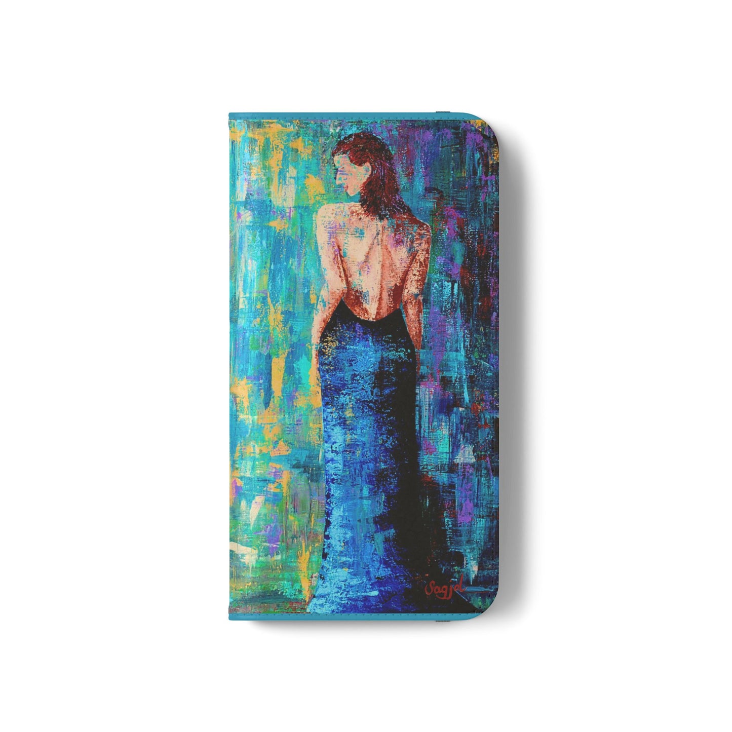 Phone Case - Flip style phone case - Wallet phone Case - Original Art phone case - Lady in Blue Art