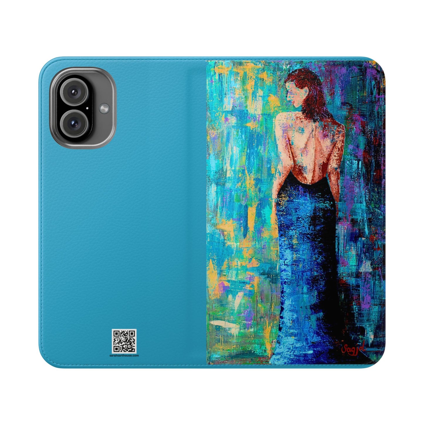 Phone Case - Flip style phone case - Wallet phone Case - Original Art phone case - Lady in Blue Art