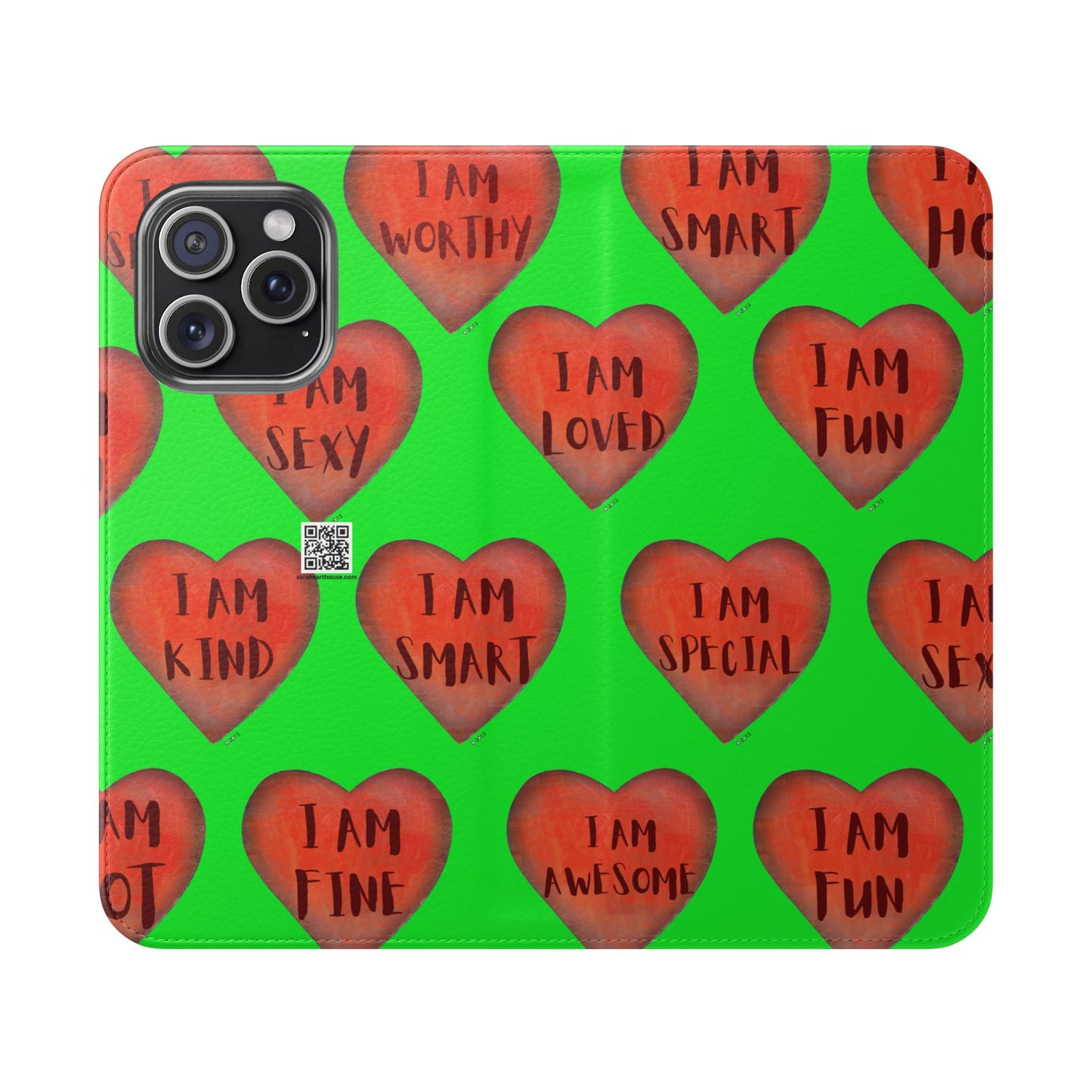 Phone Flip Cases - Wallet Phone case - Green flip phone case - Heart Phone case - Love Gift - iphone wallet - Samsung Wallet