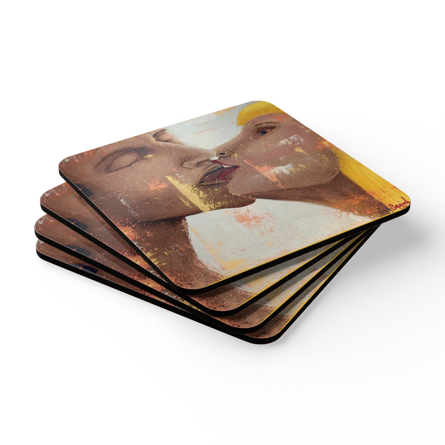 Coaster Set - "Passion" Original Hand Painted Art - Cork backed Coaster