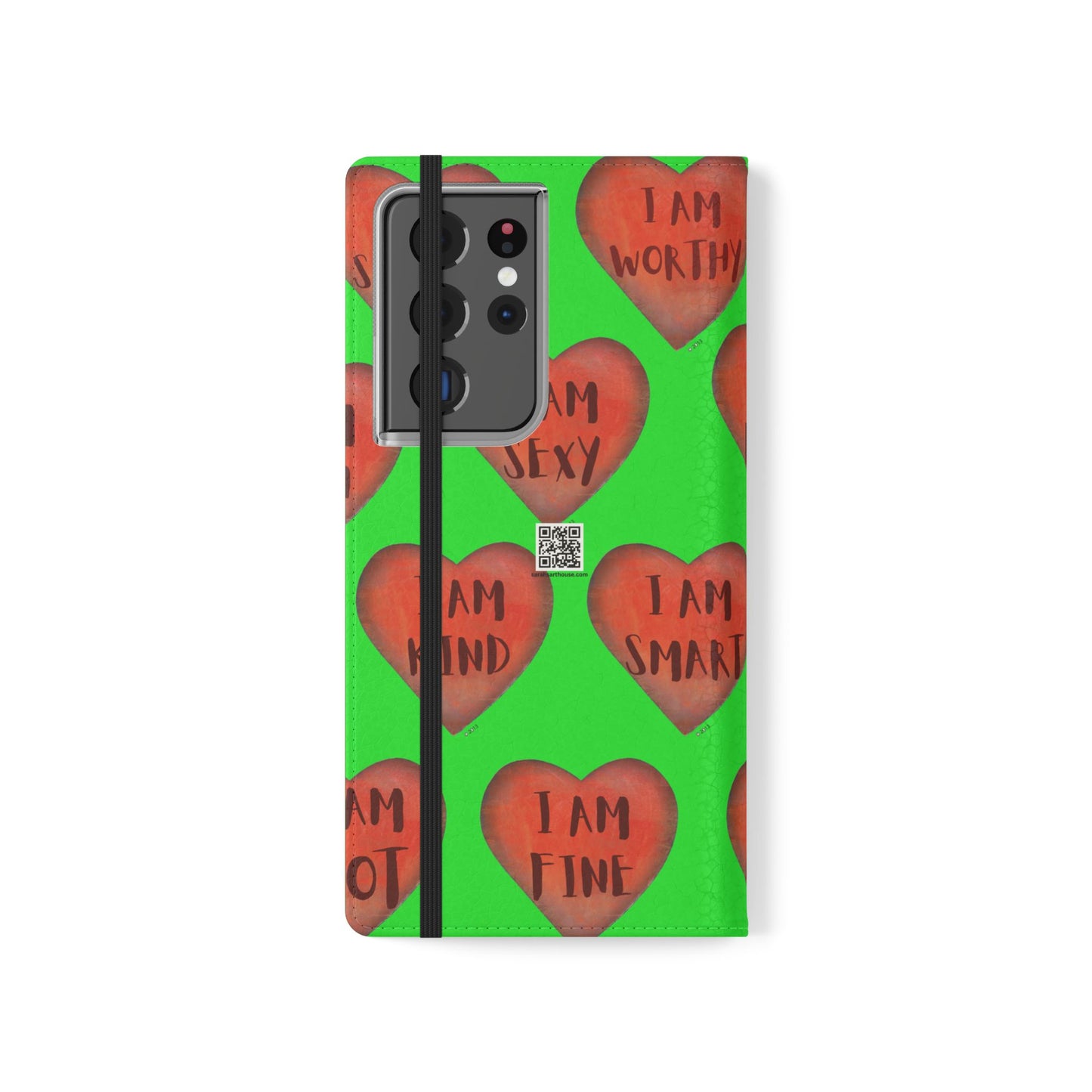 Phone Flip Cases - Wallet Phone case - Green flip phone case - Heart Phone case - Love Gift - iphone wallet - Samsung Wallet