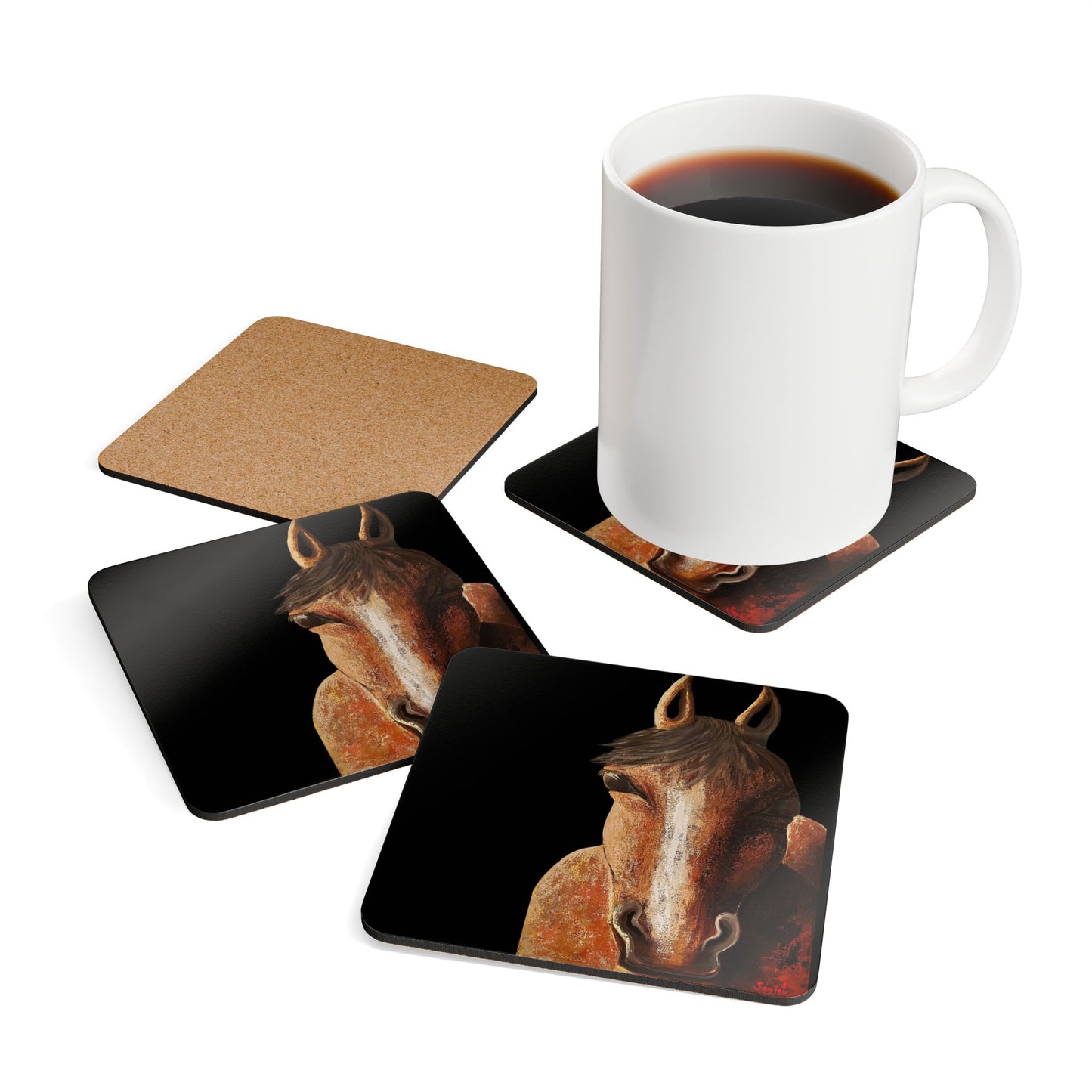 Coaster Set - Nigel, Original Hand Painted Art - Cork Backed Coasters