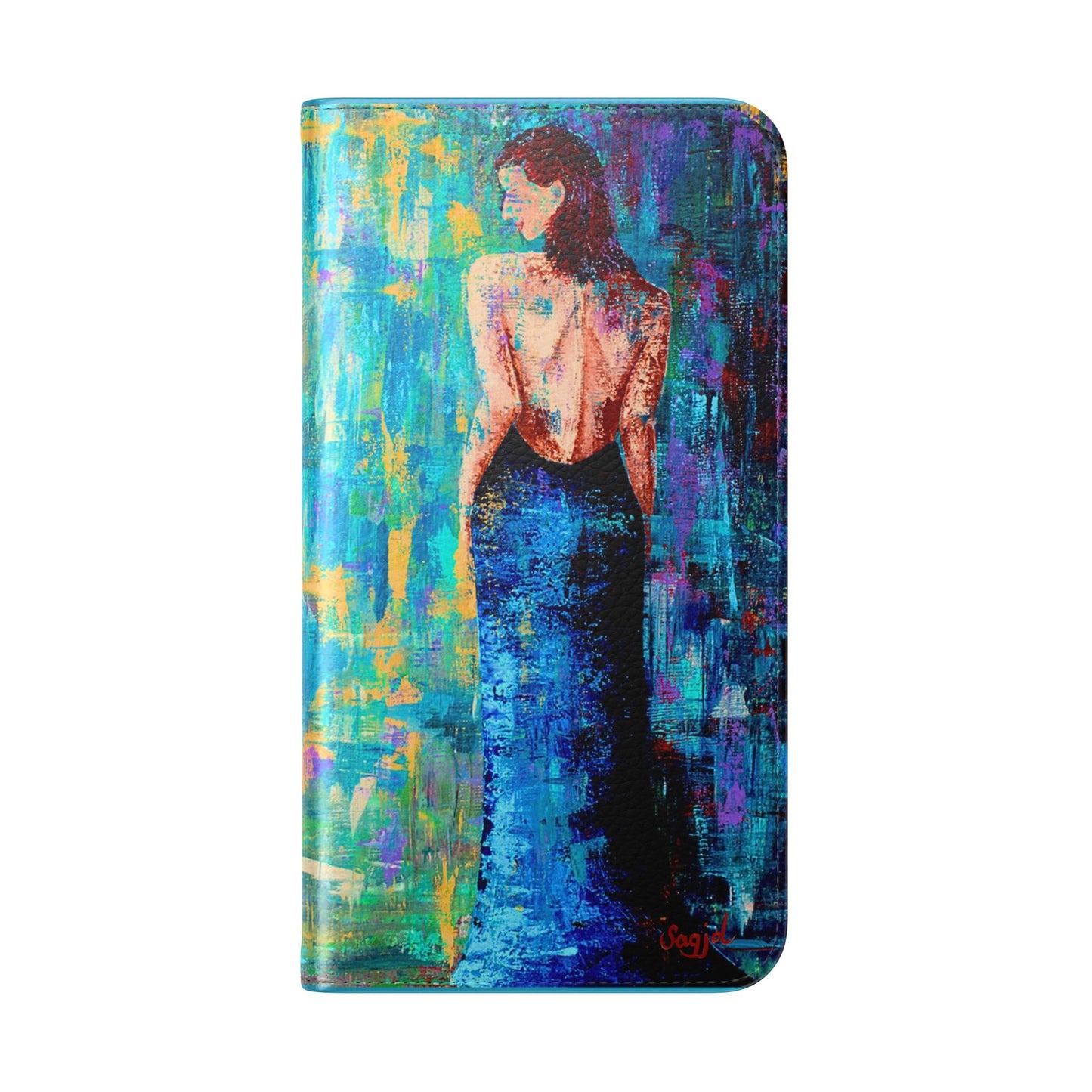 Phone Case - Flip style phone case - Wallet phone Case - Original Art phone case - Lady in Blue Art