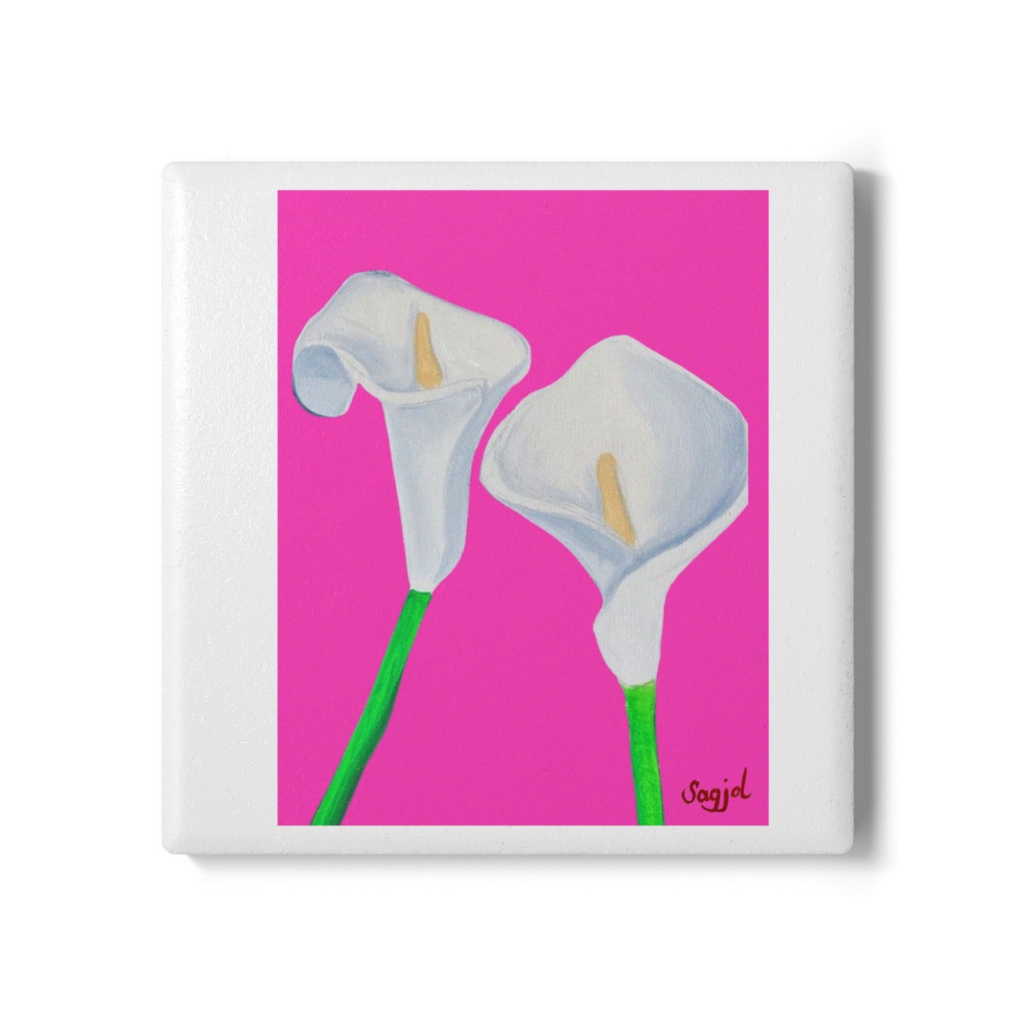 Pink Lilly's Ceramic Coaster - Floral Home Decor
