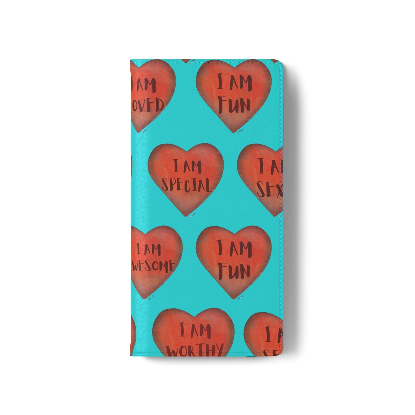 Phone Flip Cases - Wallet Phone case - Turquoise flip phone case - Heart Phone case - Love Gift - iphone wallet - Samsung Wallet