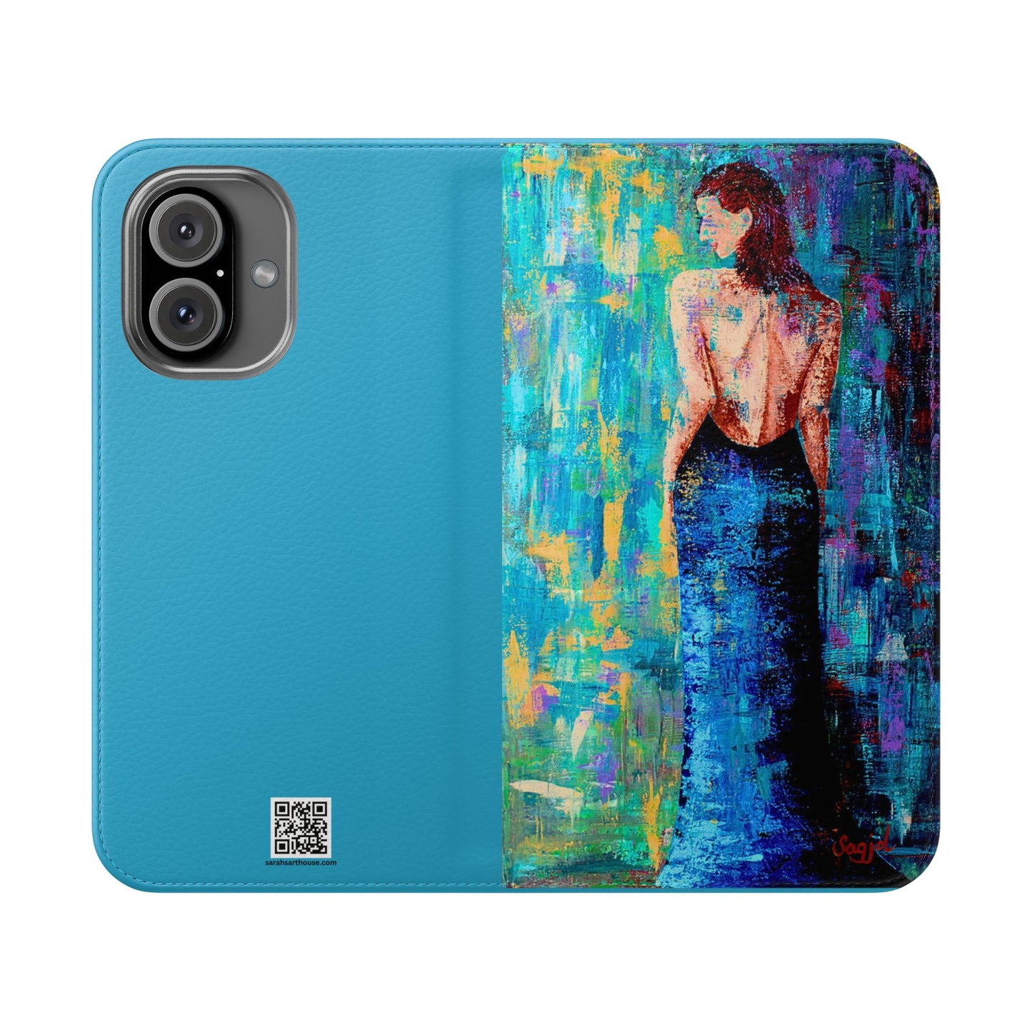 Phone Case - Flip style phone case - Wallet phone Case - Original Art phone case - Lady in Blue Art