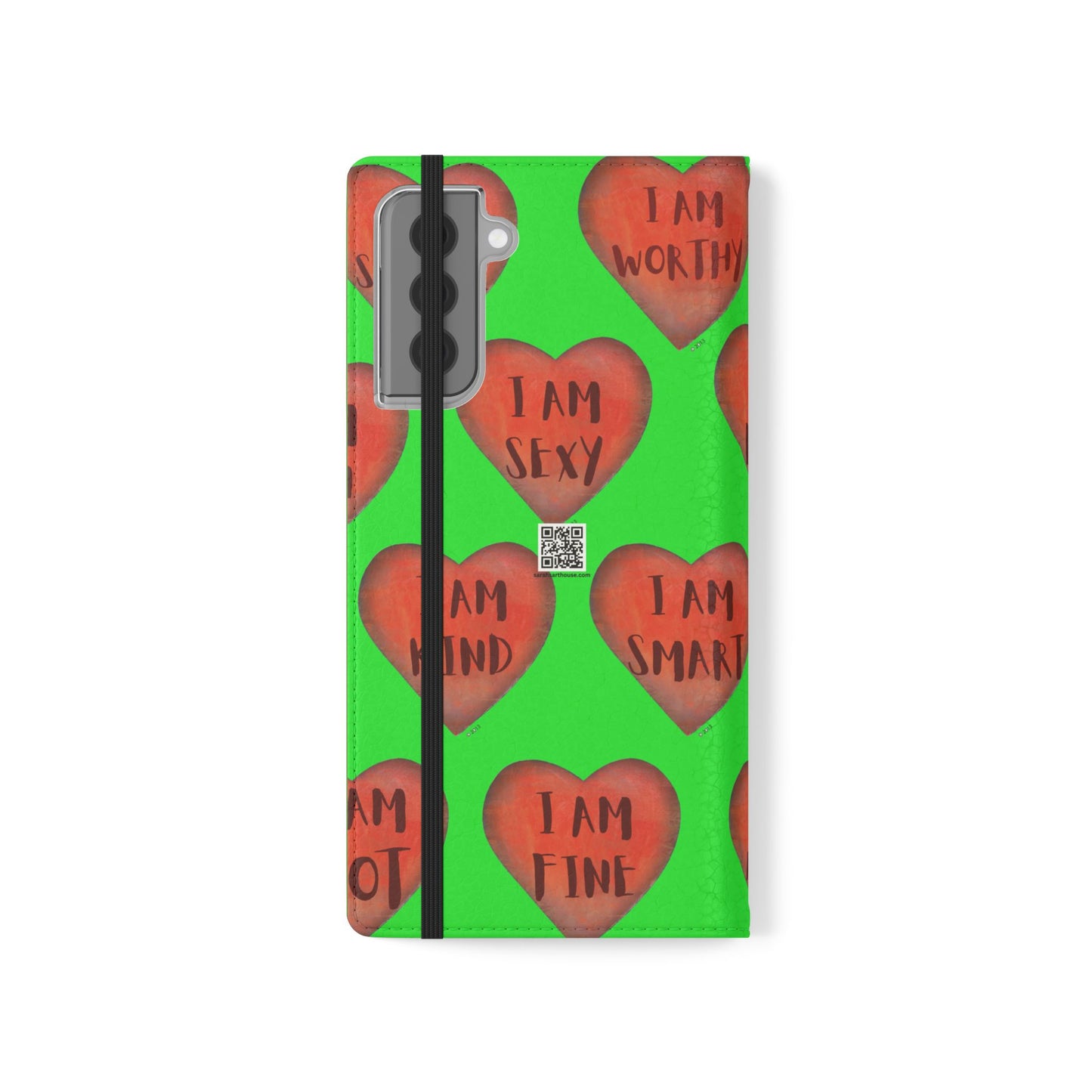 Phone Flip Cases - Wallet Phone case - Green flip phone case - Heart Phone case - Love Gift - iphone wallet - Samsung Wallet
