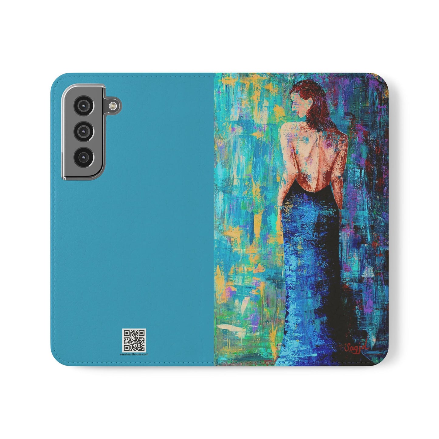 Phone Case - Flip style phone case - Wallet phone Case - Original Art phone case - Lady in Blue Art