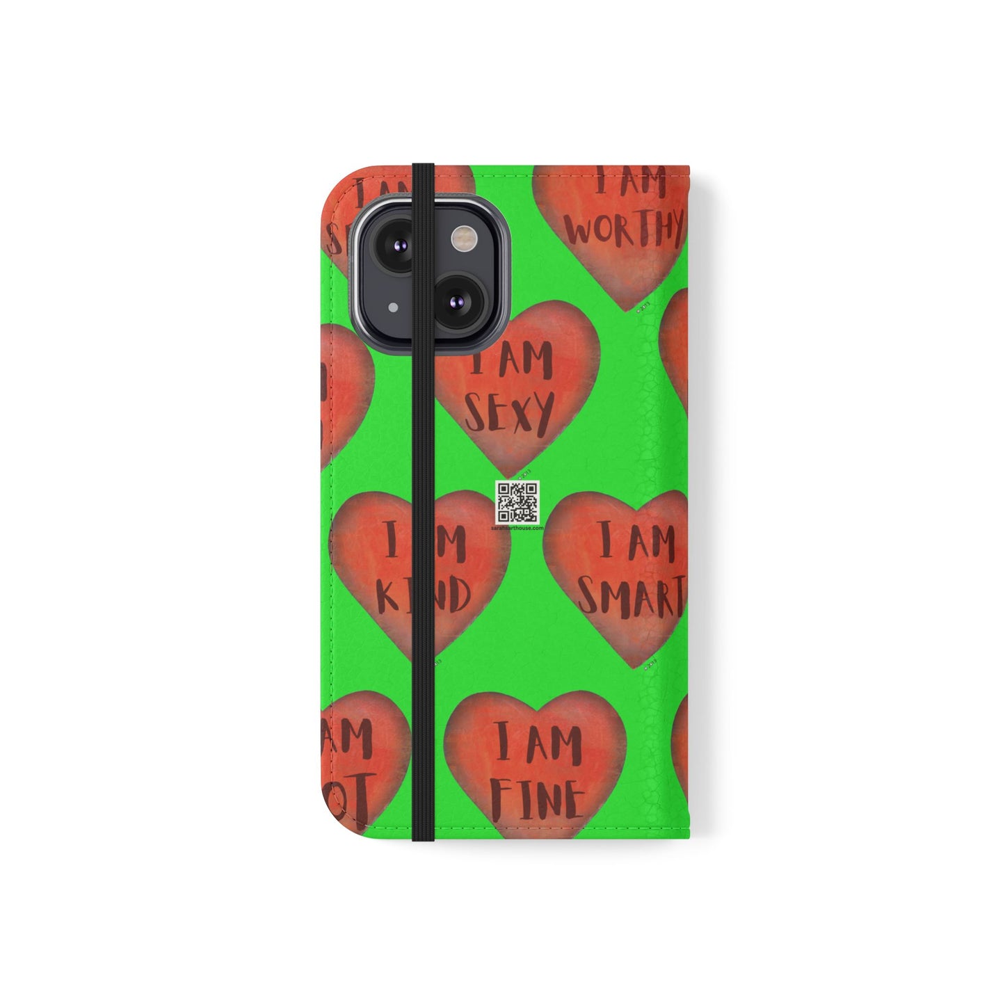 Phone Flip Cases - Wallet Phone case - Green flip phone case - Heart Phone case - Love Gift - iphone wallet - Samsung Wallet