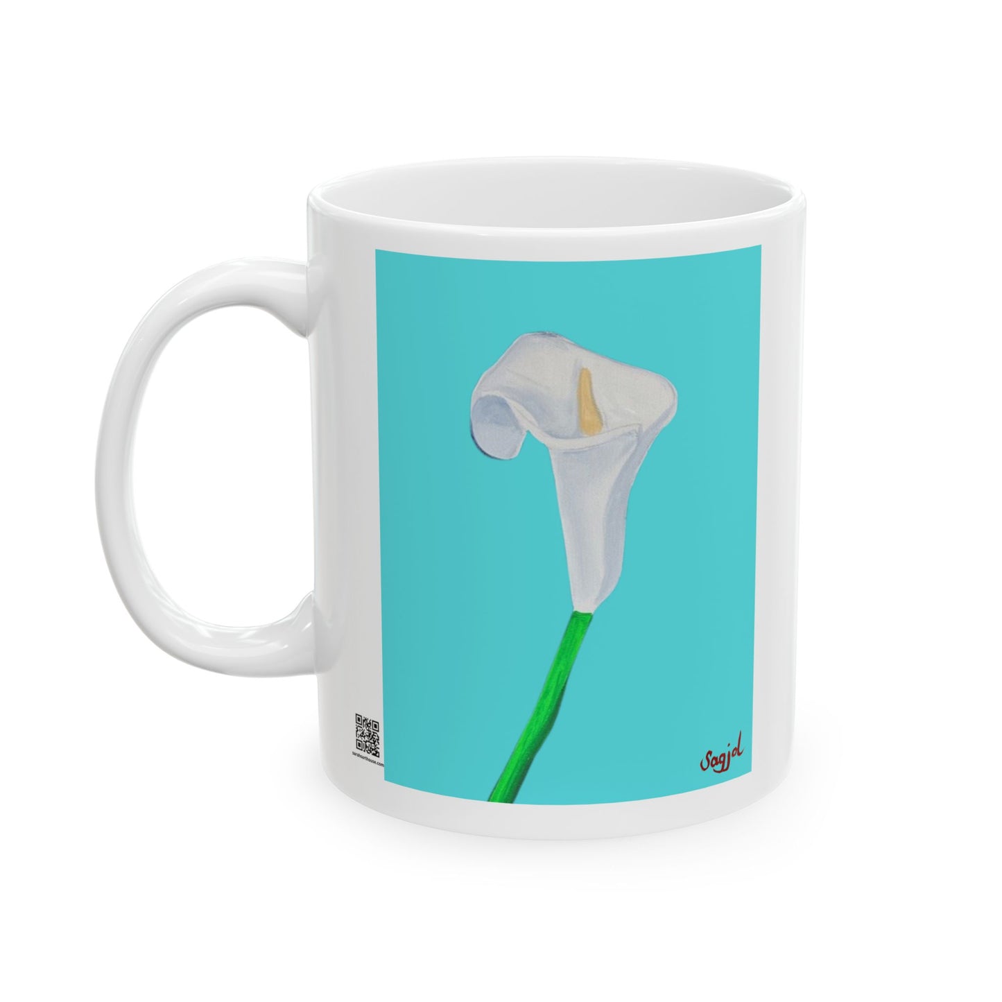 Colorful Ceramic Coffee Mug - Blue Lilly