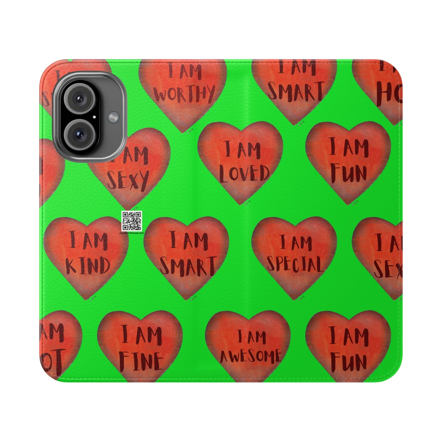 Phone Flip Cases - Wallet Phone case - Green flip phone case - Heart Phone case - Love Gift - iphone wallet - Samsung Wallet
