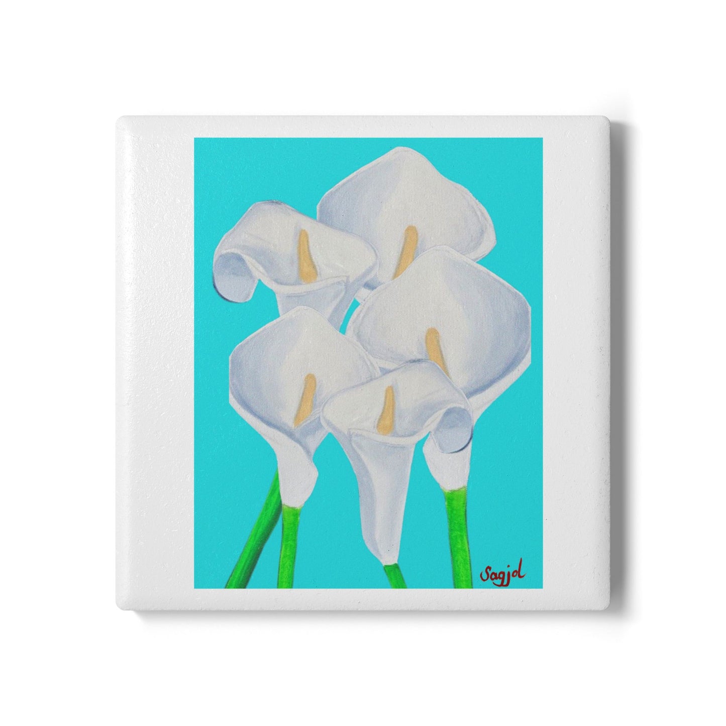 Blue Lilly's Ceramic Coaster - Floral Home Decor