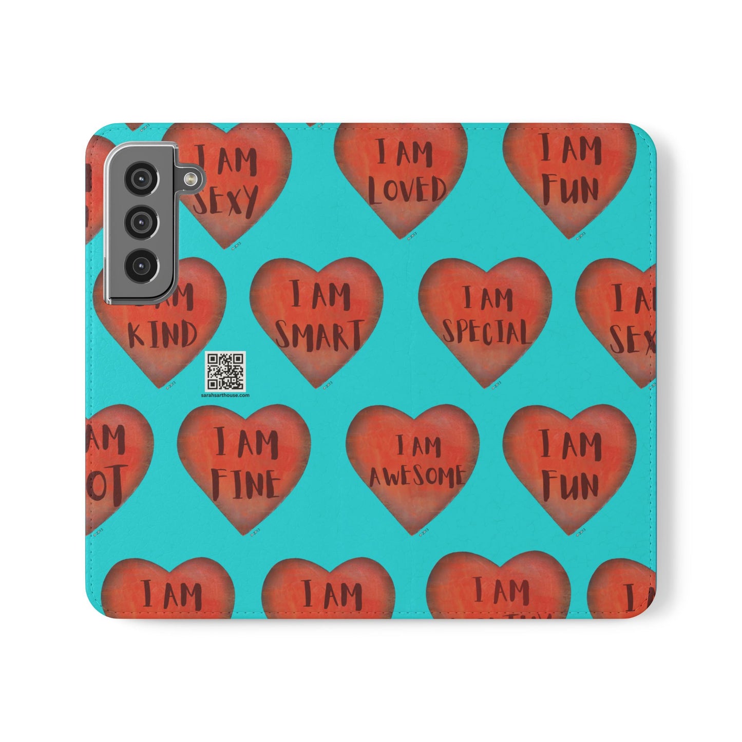 Phone Flip Cases - Wallet Phone case - Turquoise flip phone case - Heart Phone case - Love Gift - iphone wallet - Samsung Wallet
