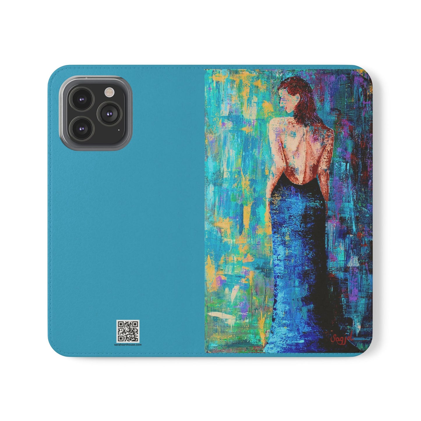 Phone Case - Flip style phone case - Wallet phone Case - Original Art phone case - Lady in Blue Art