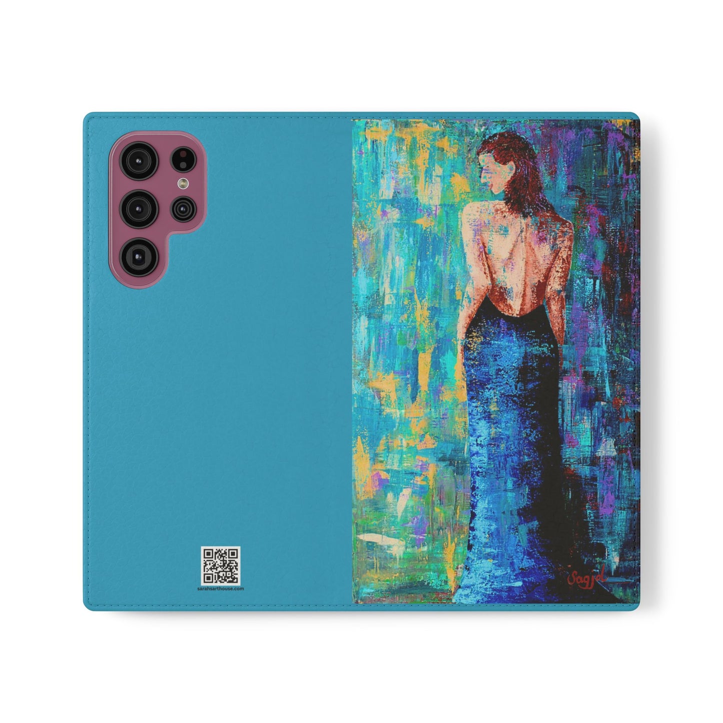 Phone Case - Flip style phone case - Wallet phone Case - Original Art phone case - Lady in Blue Art