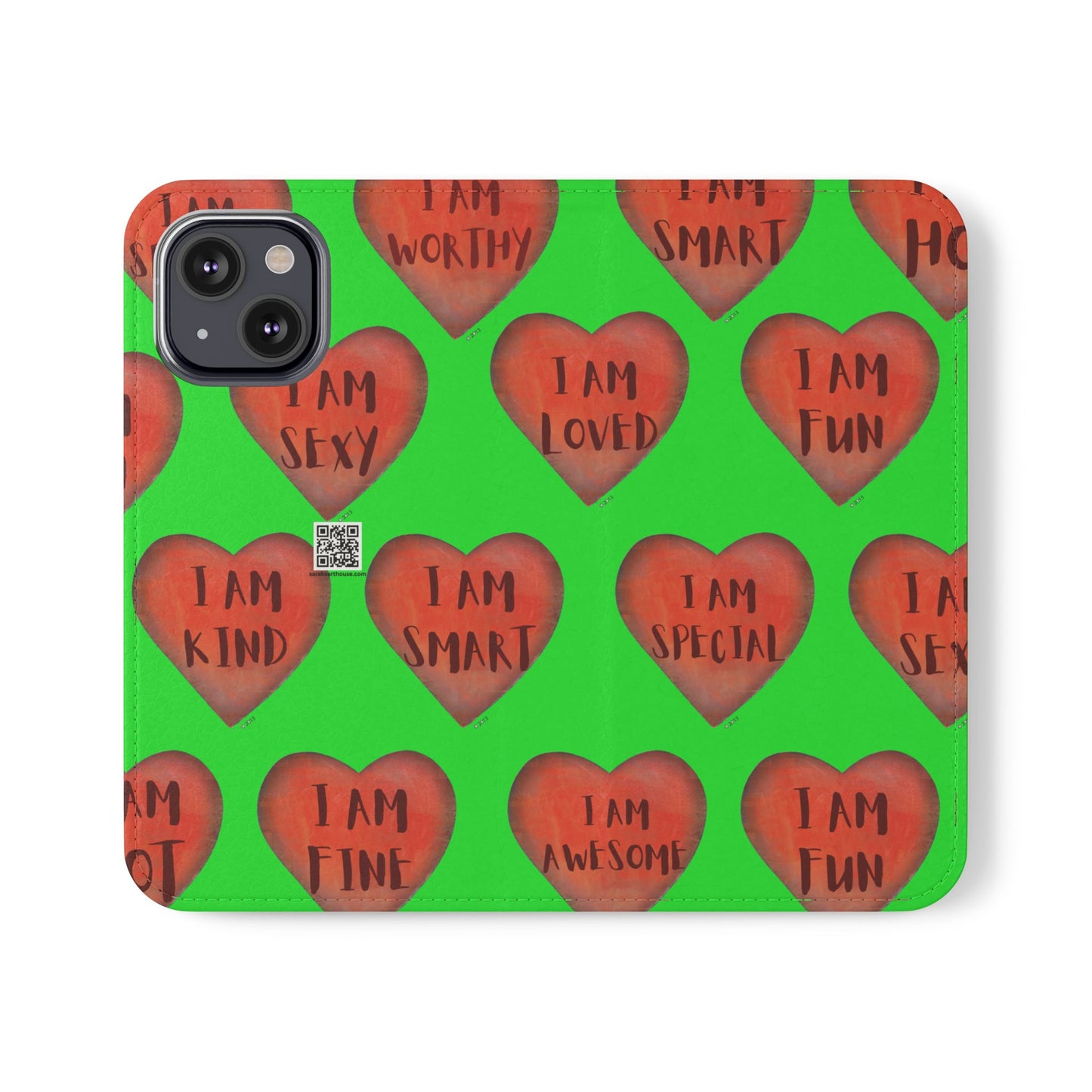Phone Flip Cases - Wallet Phone case - Green flip phone case - Heart Phone case - Love Gift - iphone wallet - Samsung Wallet