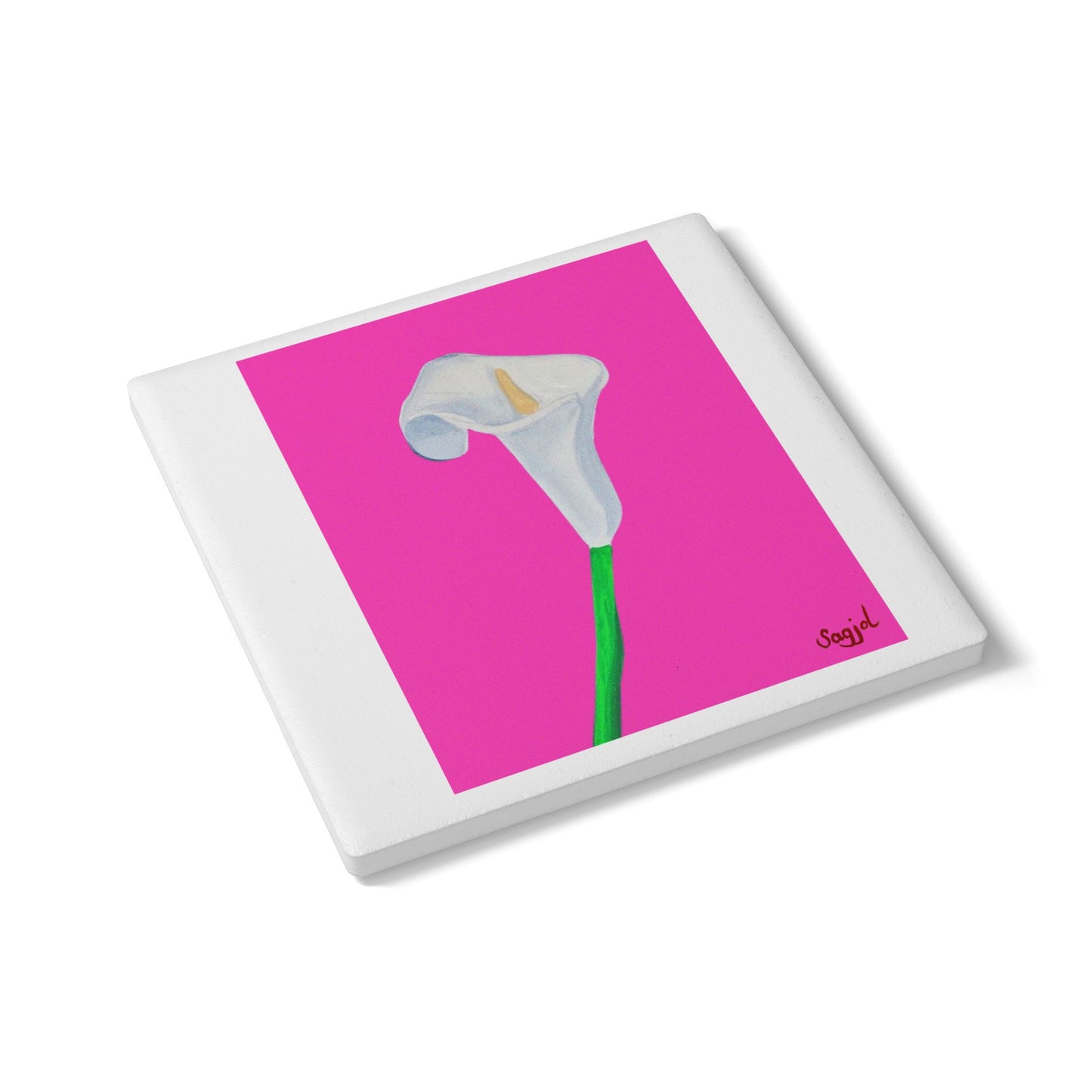 Pink Lilly Ceramic Coaster - Spring Floral Home Decor