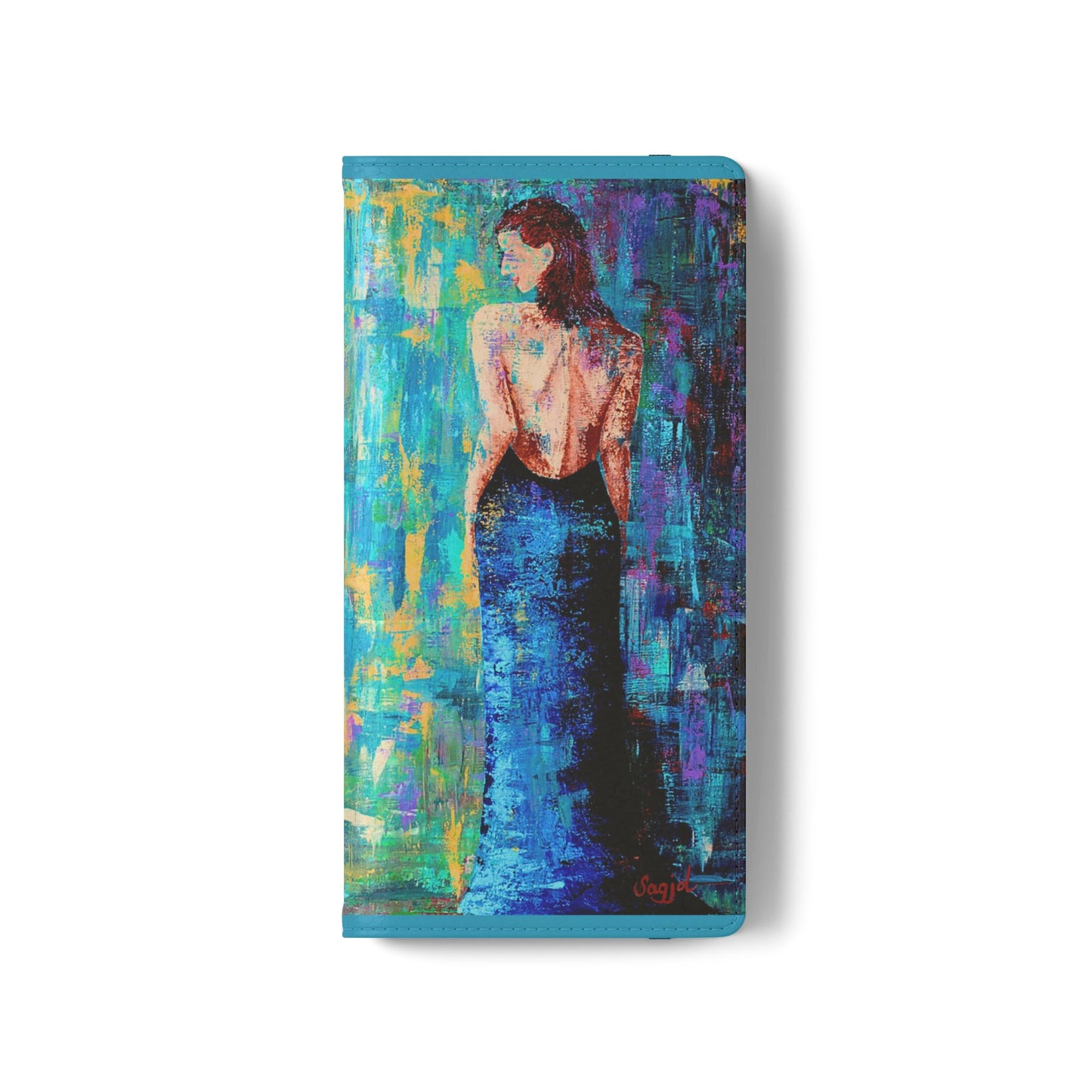 Phone Case - Flip style phone case - Wallet phone Case - Original Art phone case - Lady in Blue Art