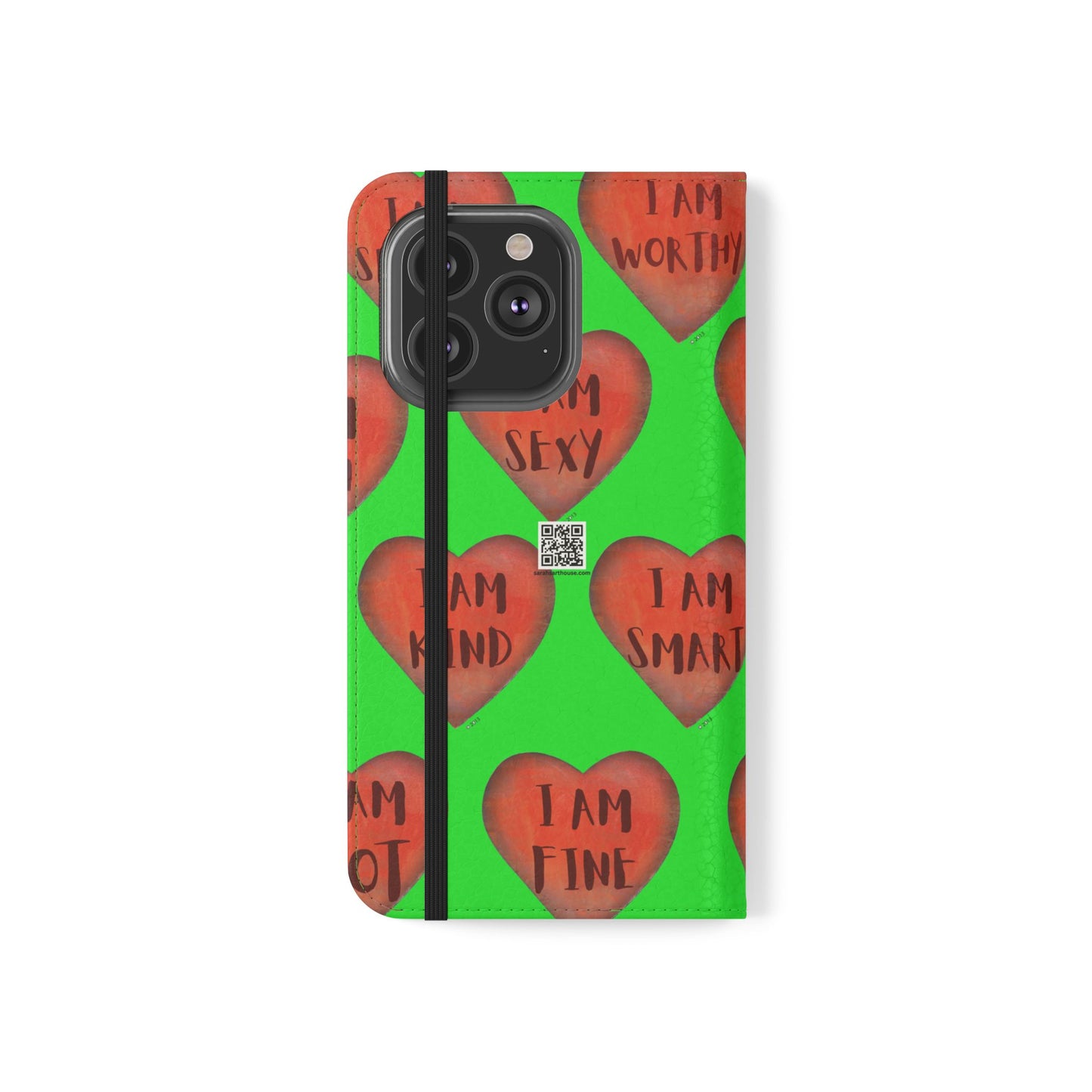 Phone Flip Cases - Wallet Phone case - Green flip phone case - Heart Phone case - Love Gift - iphone wallet - Samsung Wallet
