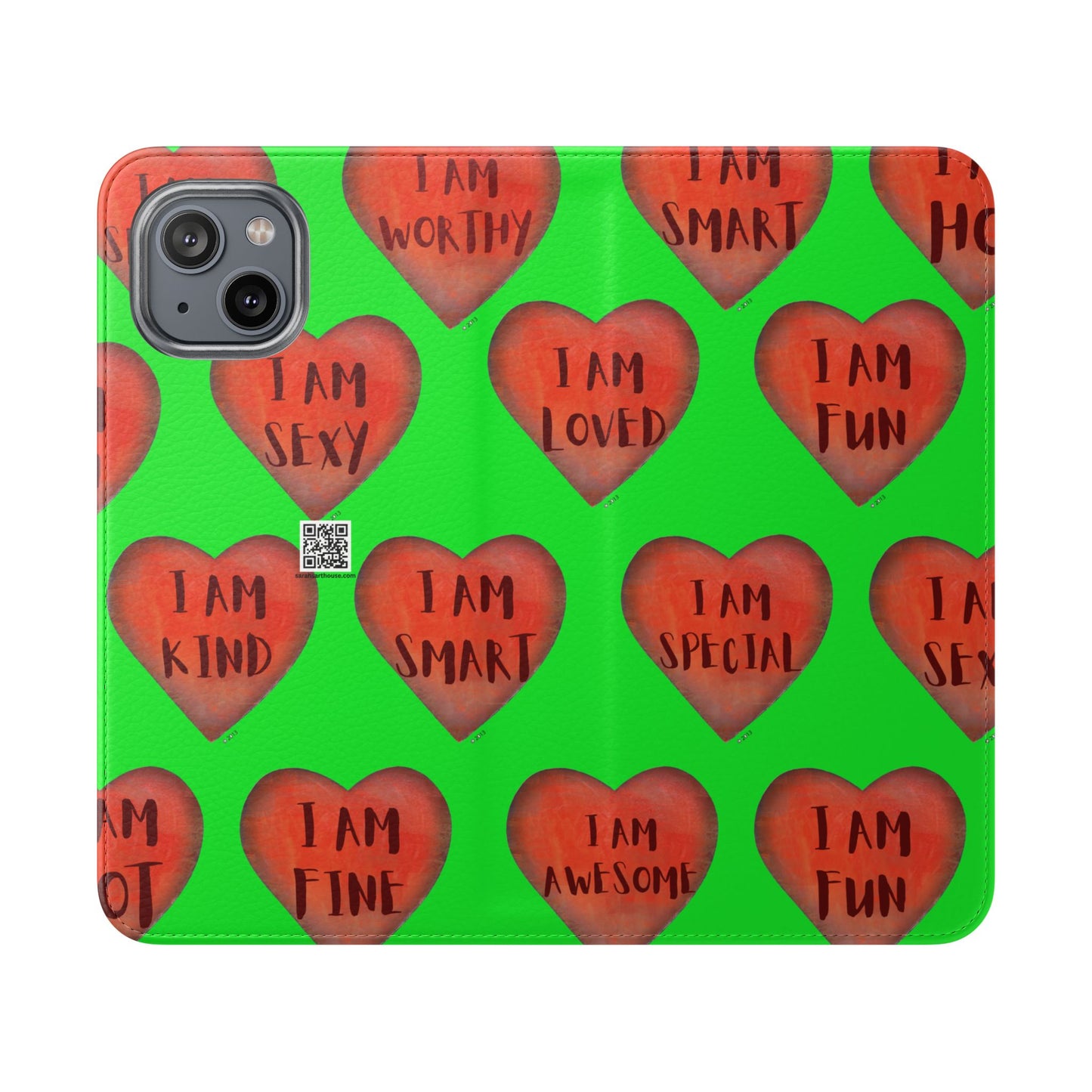 Phone Flip Cases - Wallet Phone case - Green flip phone case - Heart Phone case - Love Gift - iphone wallet - Samsung Wallet
