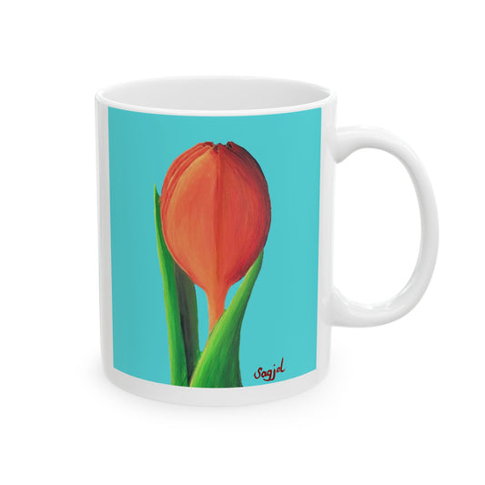 Colorful Ceramic Coffee Mug - Blue Tulip