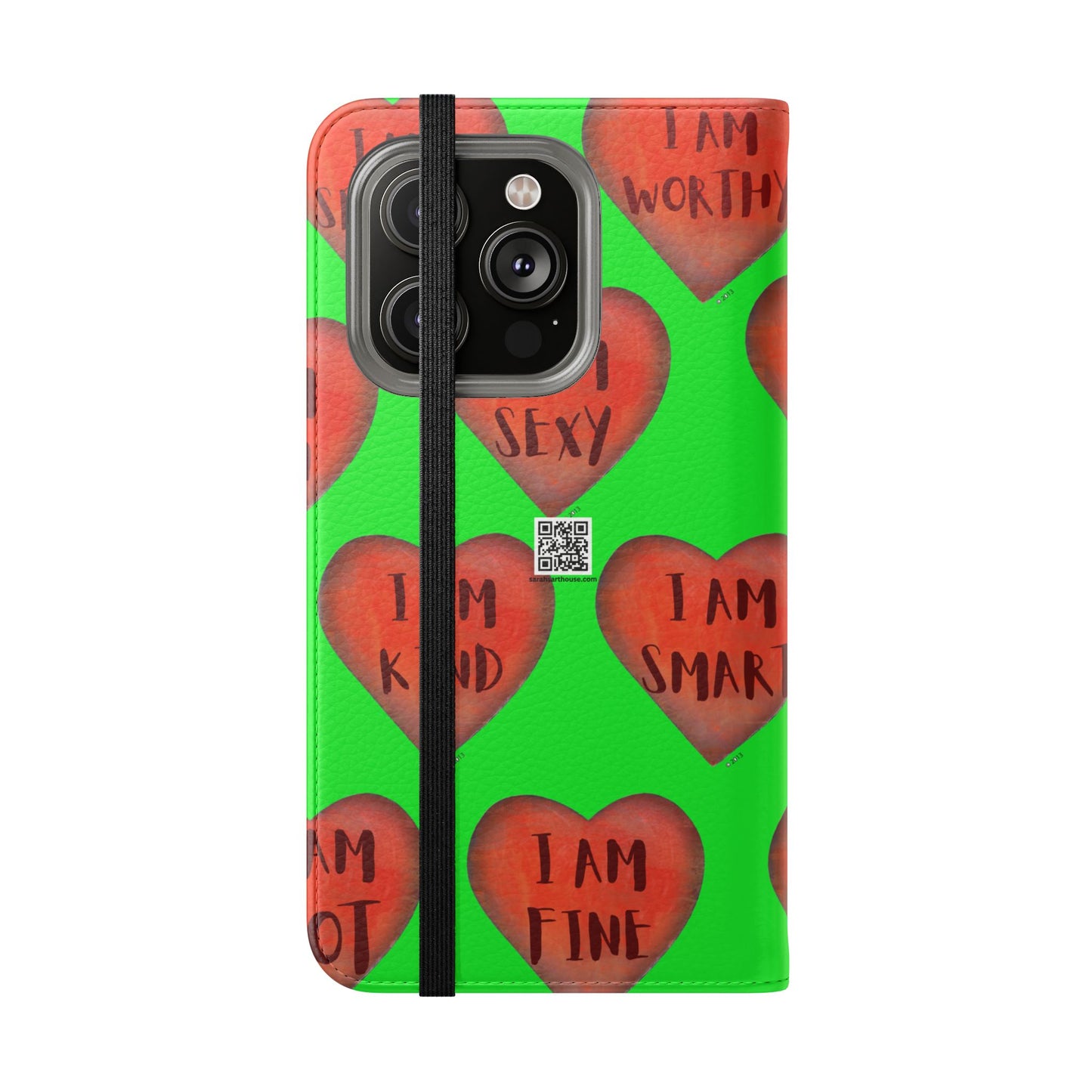 Phone Flip Cases - Wallet Phone case - Green flip phone case - Heart Phone case - Love Gift - iphone wallet - Samsung Wallet