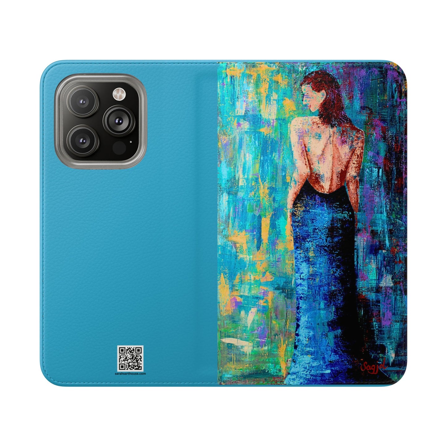Phone Case - Flip style phone case - Wallet phone Case - Original Art phone case - Lady in Blue Art