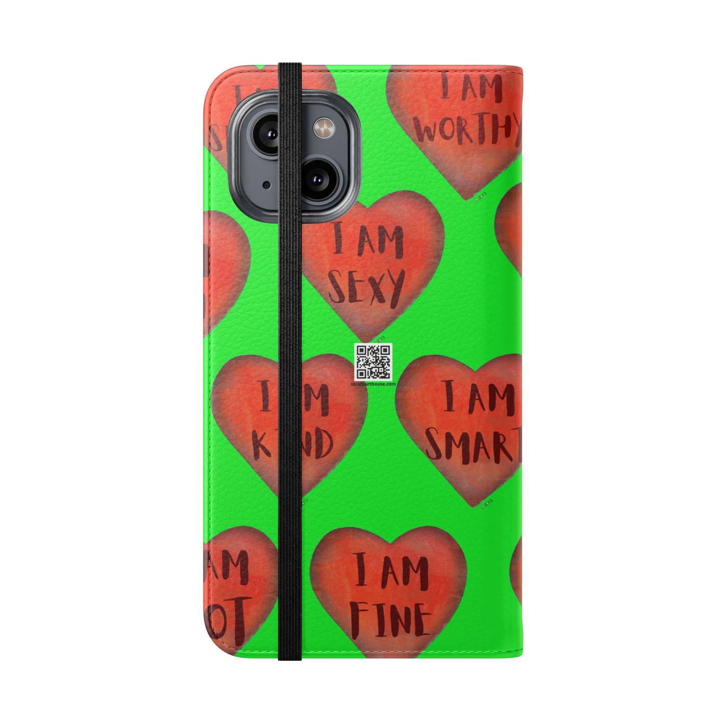 Phone Flip Cases - Wallet Phone case - Green flip phone case - Heart Phone case - Love Gift - iphone wallet - Samsung Wallet