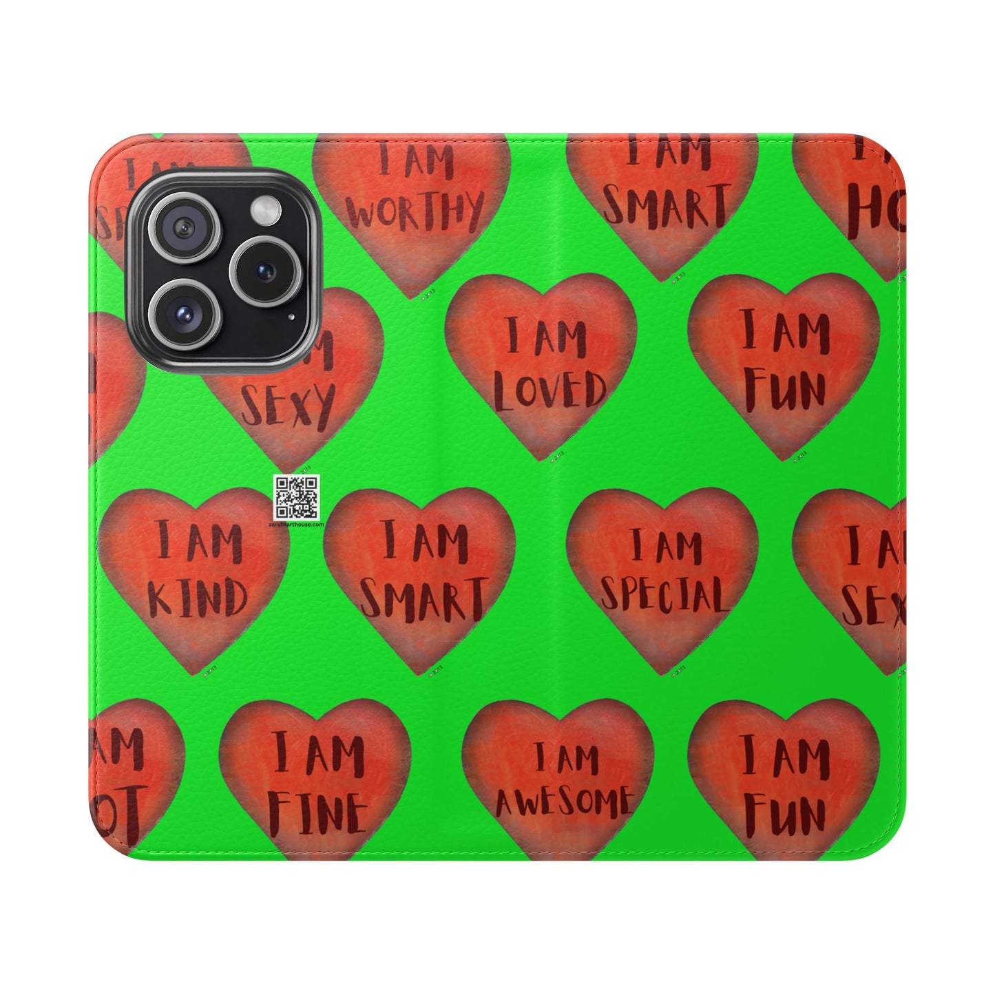 Phone Flip Cases - Wallet Phone case - Green flip phone case - Heart Phone case - Love Gift - iphone wallet - Samsung Wallet