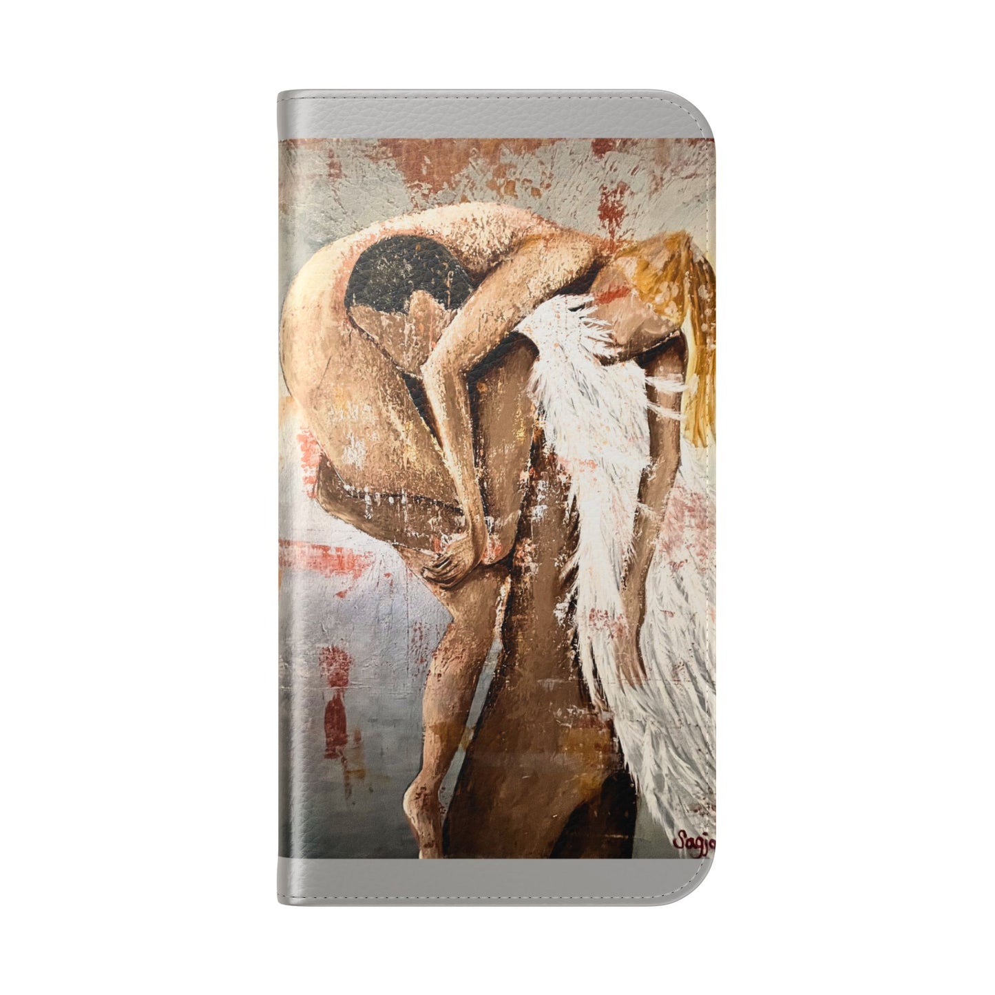 Phone Case - Angel Rescuing Girl - Hand Painted Original Art - flip phone case - Wallet phone case